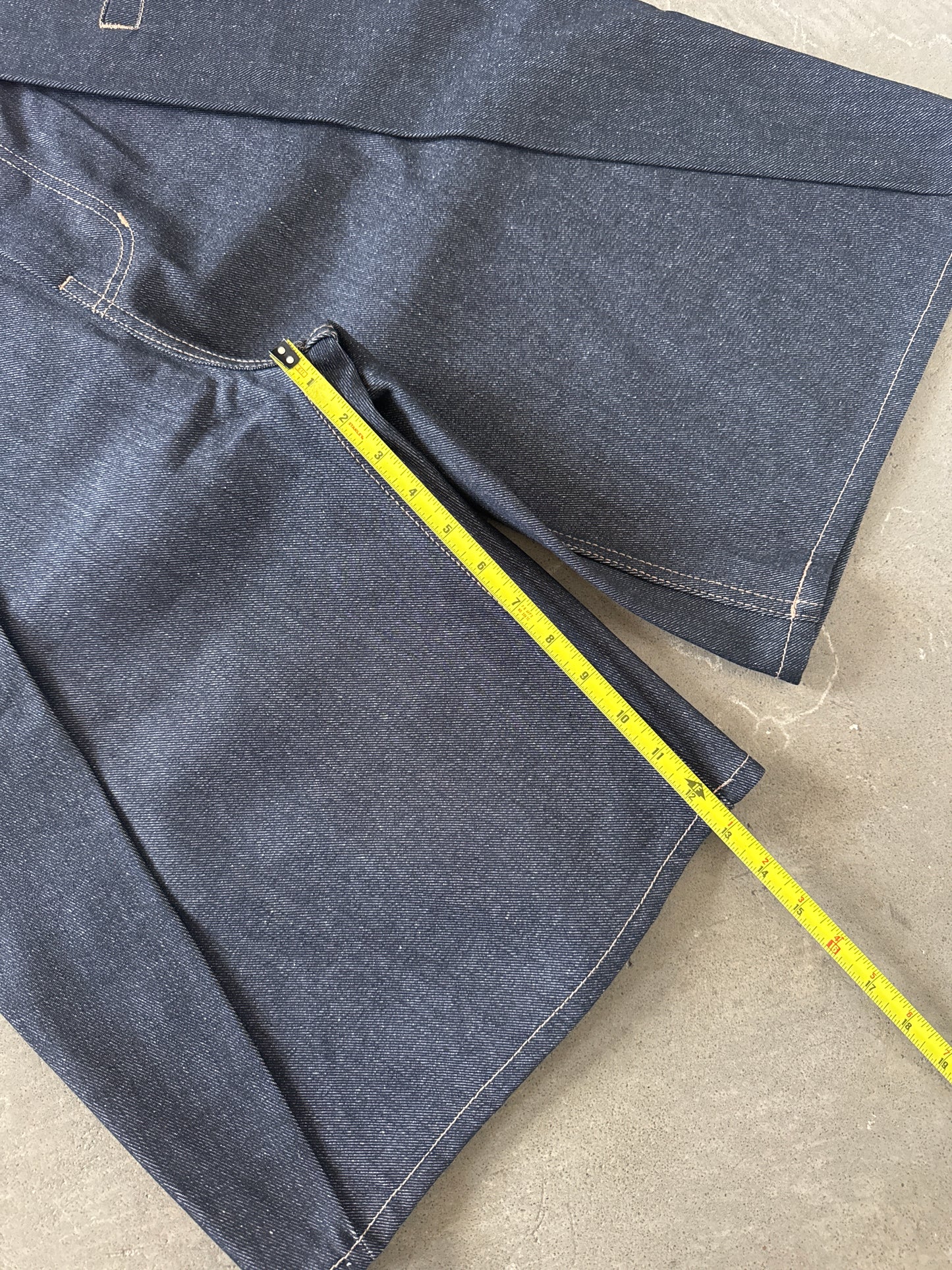 Kraftwork Uniform Raw Indigo Denim Cross Hatch Slub Baggy Shorts