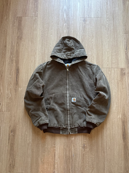 Vintage Youth Carhartt Brown Distressed Faded Work Jacket