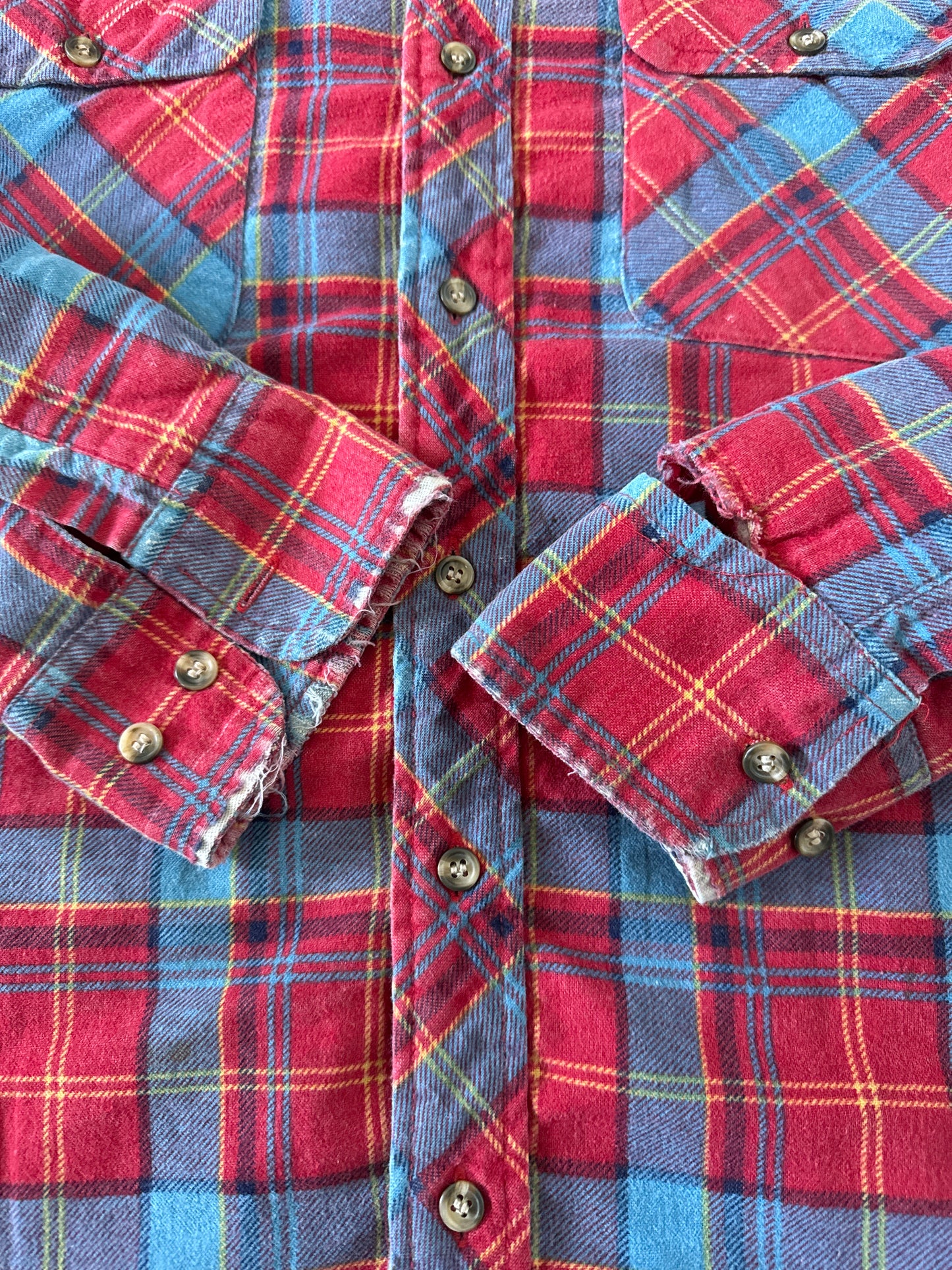 Vintage 90s Tradition Distressed Plaid Quilted Lined Flannel