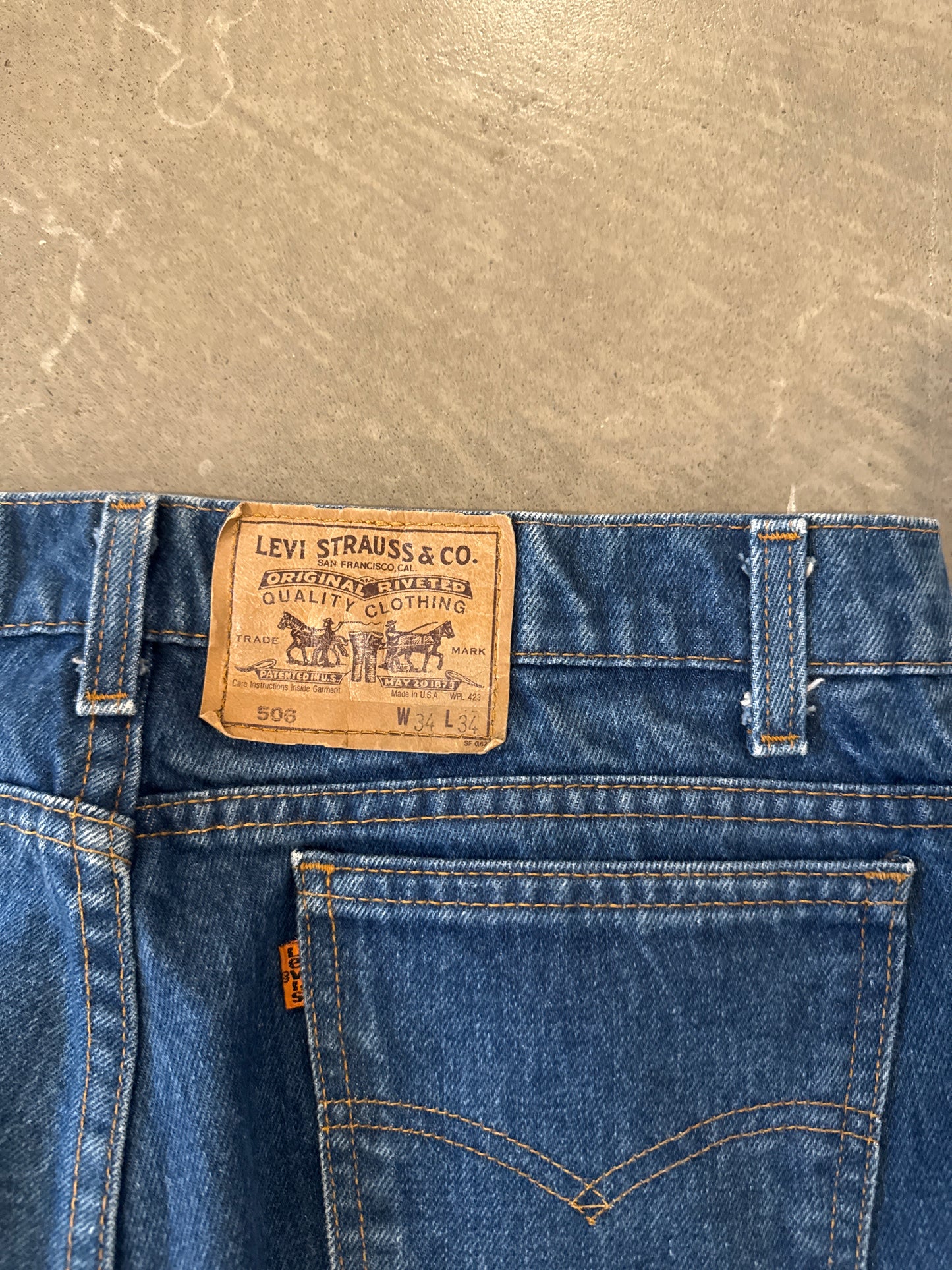 Vintage Levi’s 506 Orange Tab Regular Fit Dark Washed Blue Denim Jeans