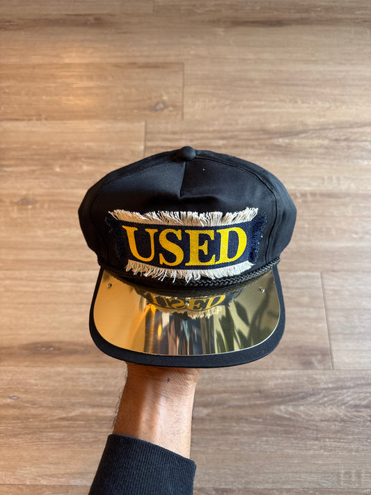 Vintage 90s Used Metal Plate Snap Back Hat