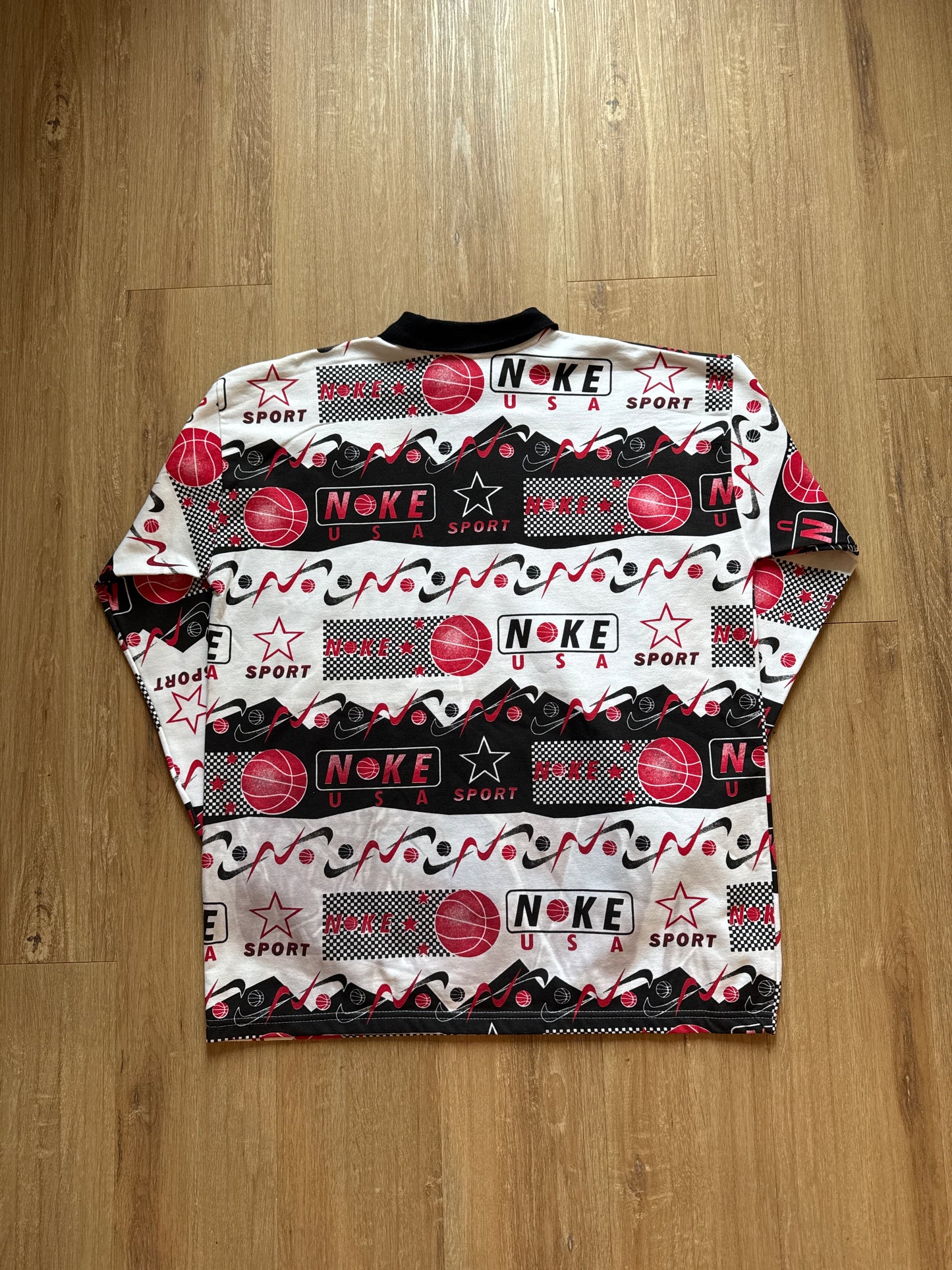 Vintage Nike USA Sport Polo All Over Print Rugby