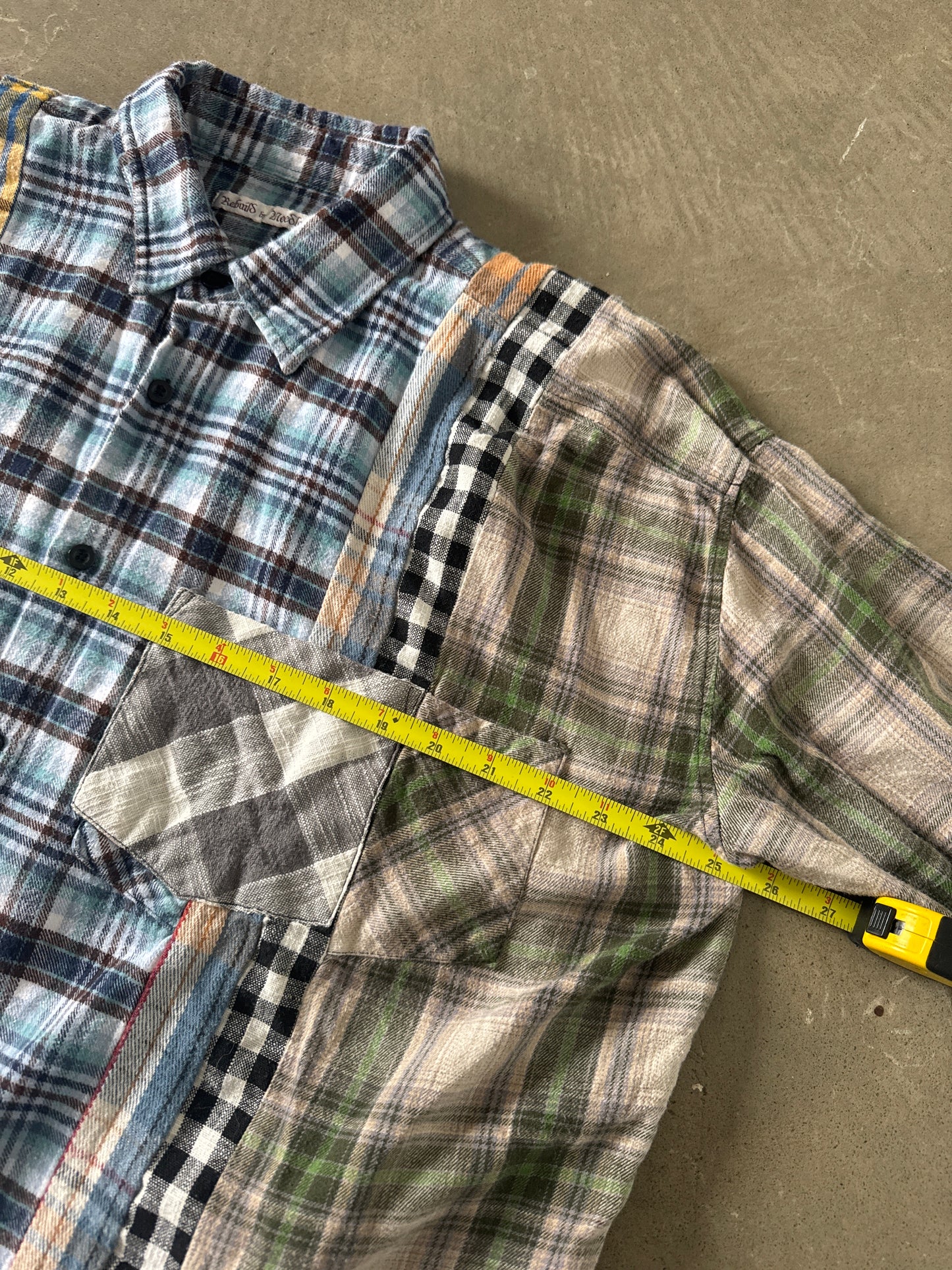 Needles Rebuild By Needles 7 Cut Reworked Flannel Button Up Shirt