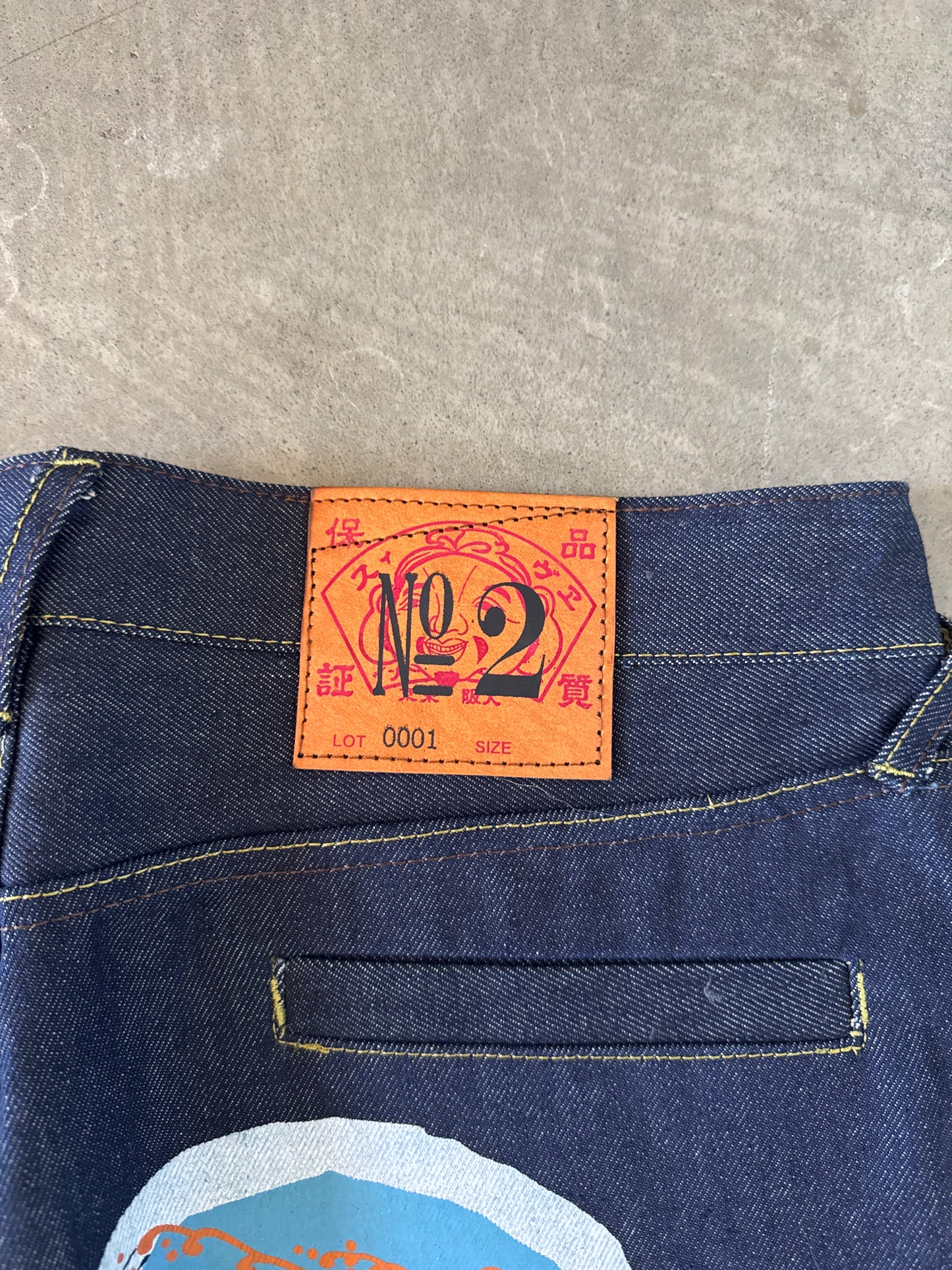 Evisu Embroidered Japanese Wave Art Salvage Denim Jeans