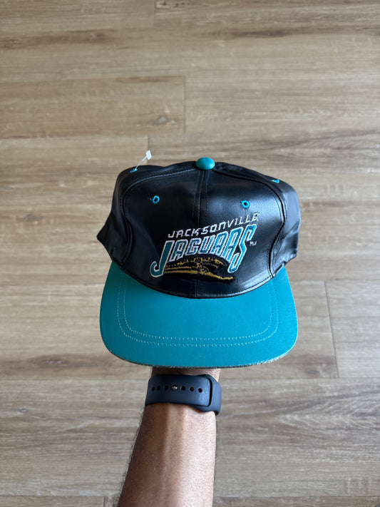 Vintage 90s Jacksonville Jaguars Leather Strapback Hat