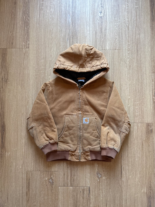 Vintage Youth Carhartt Tan Hooded Work Jacket