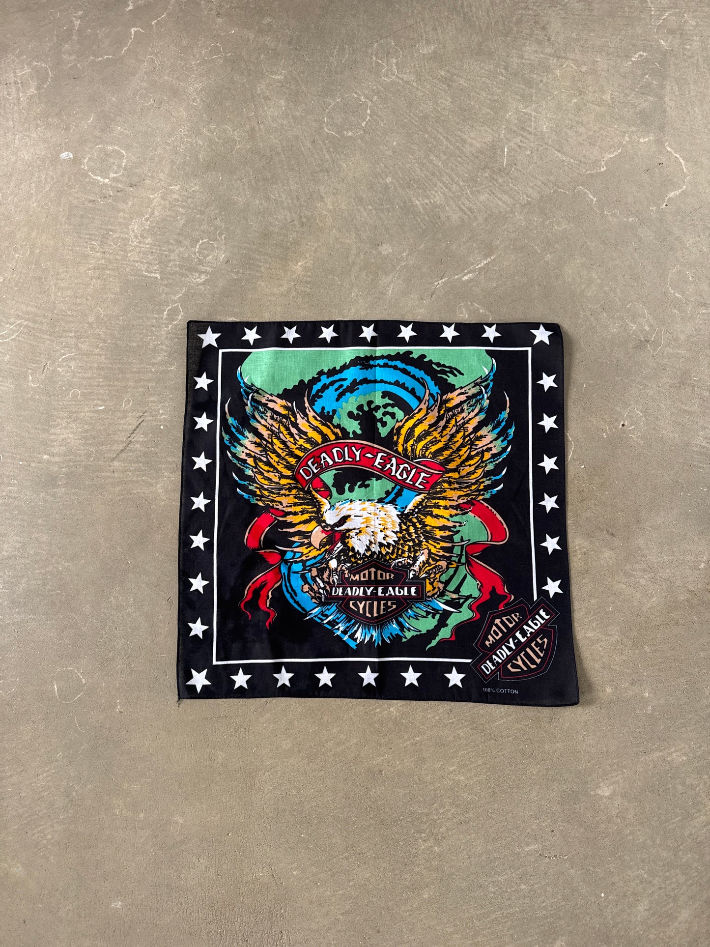Vintage Harley Davidson Motor Deadly Eagle Cycles Bandana Scarf