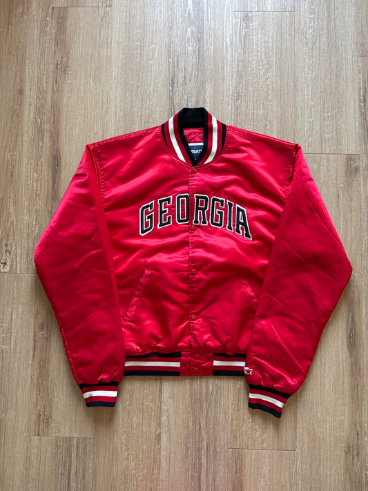 Vintage 80s Starter University Of Georgia Bulldogs Satin Jacket