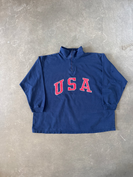 Vintage 90s USA Quarter Zip Pullover Sweatshirt