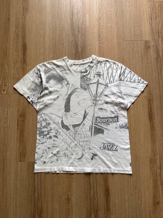 Vintage 90s Miles Davis New Orleans Jazz AOP Tee