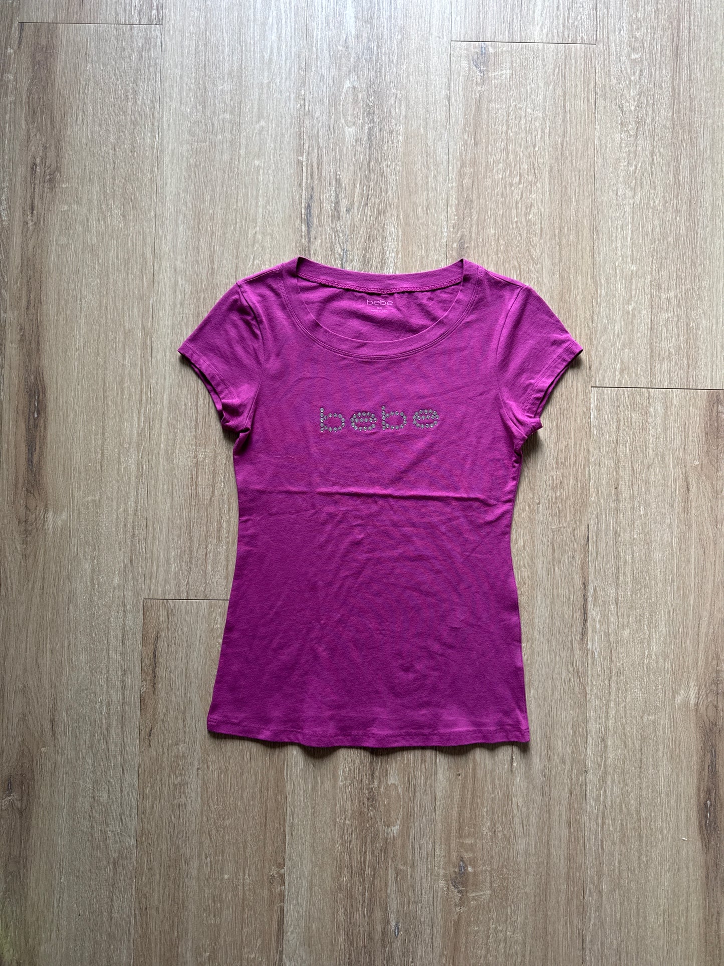 Y2K Women’s Bebe Bedazzled Logo Purple Tee