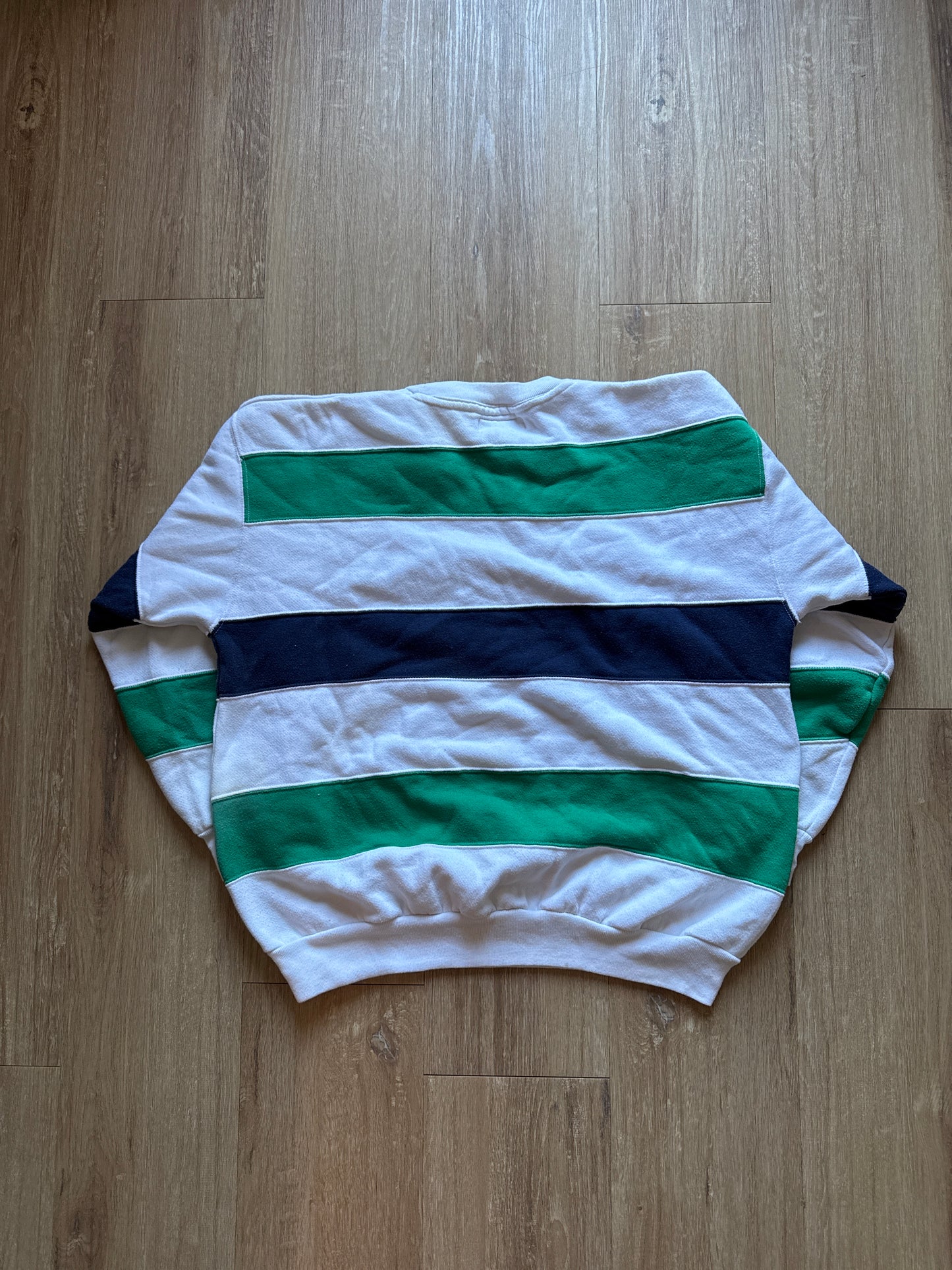Vintage Fila Embroidered Logo Striped Sweatshirt