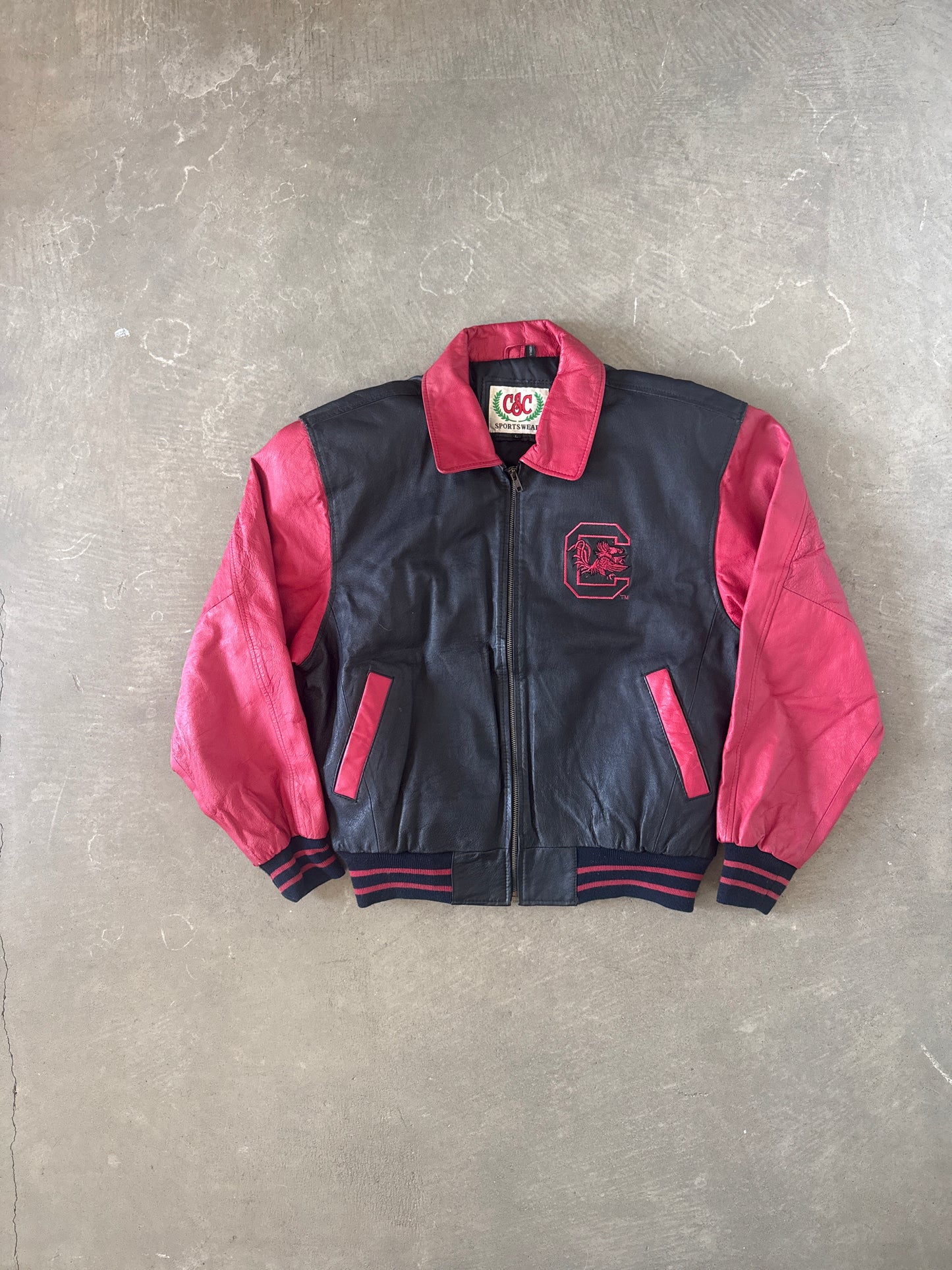 Vintage 90s CSC Sportswear University Of South Carolina Gamecocks Leather Varsity Jacket