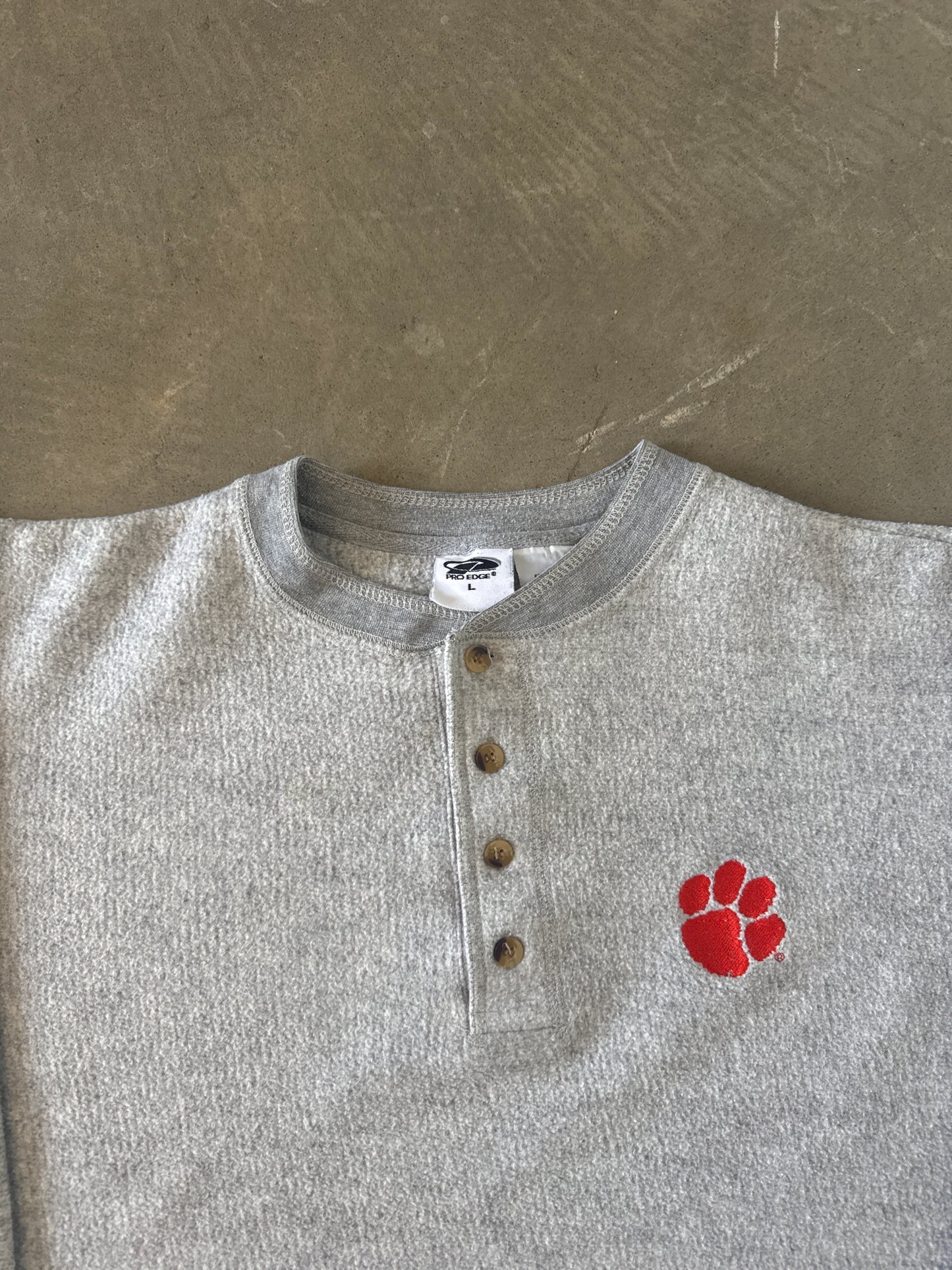 Vintage Pro Edge Clemson University Tigers Quarter Button Up Sweatshirt
