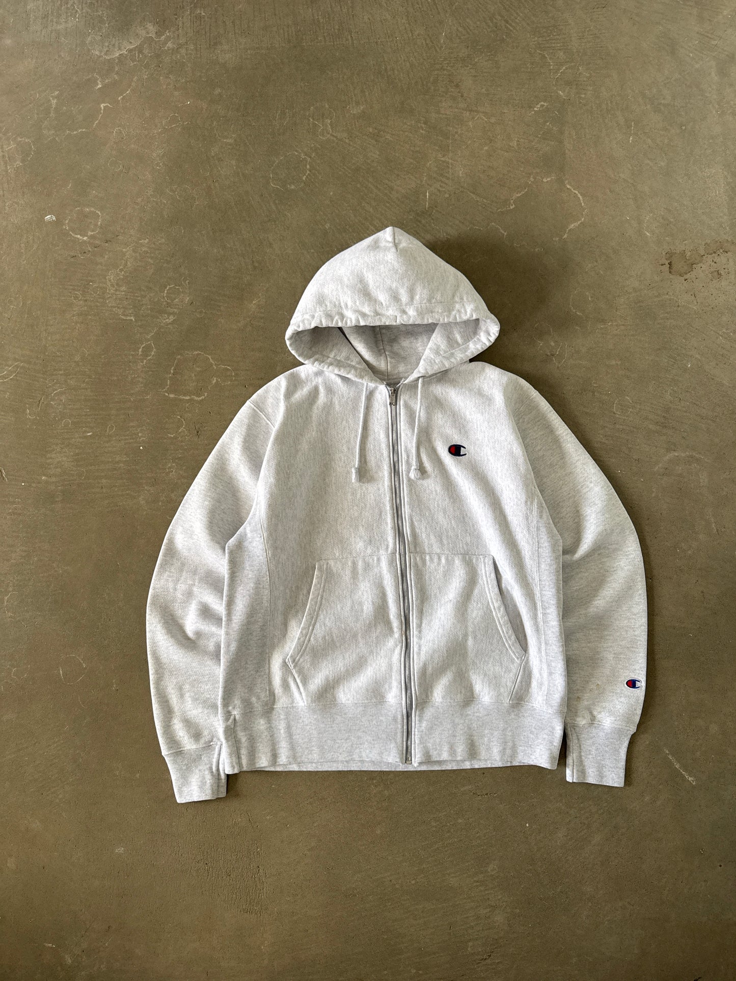 Vintage Champion Reverse Weave Heather Grey Hooded Zip Up