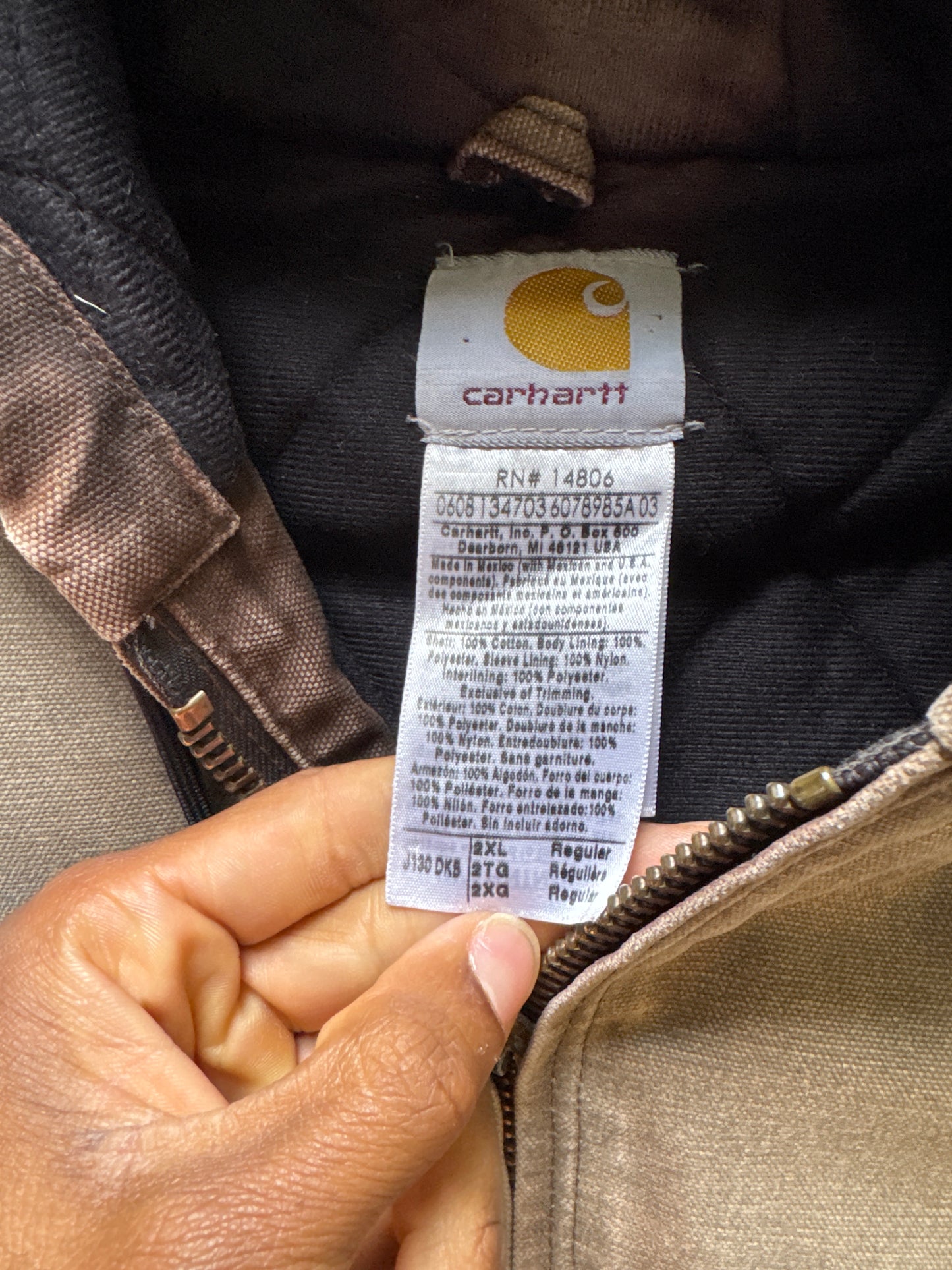 Vintage Carhartt Sunfaded Distressed Brown Hooded Zip Up Jacket