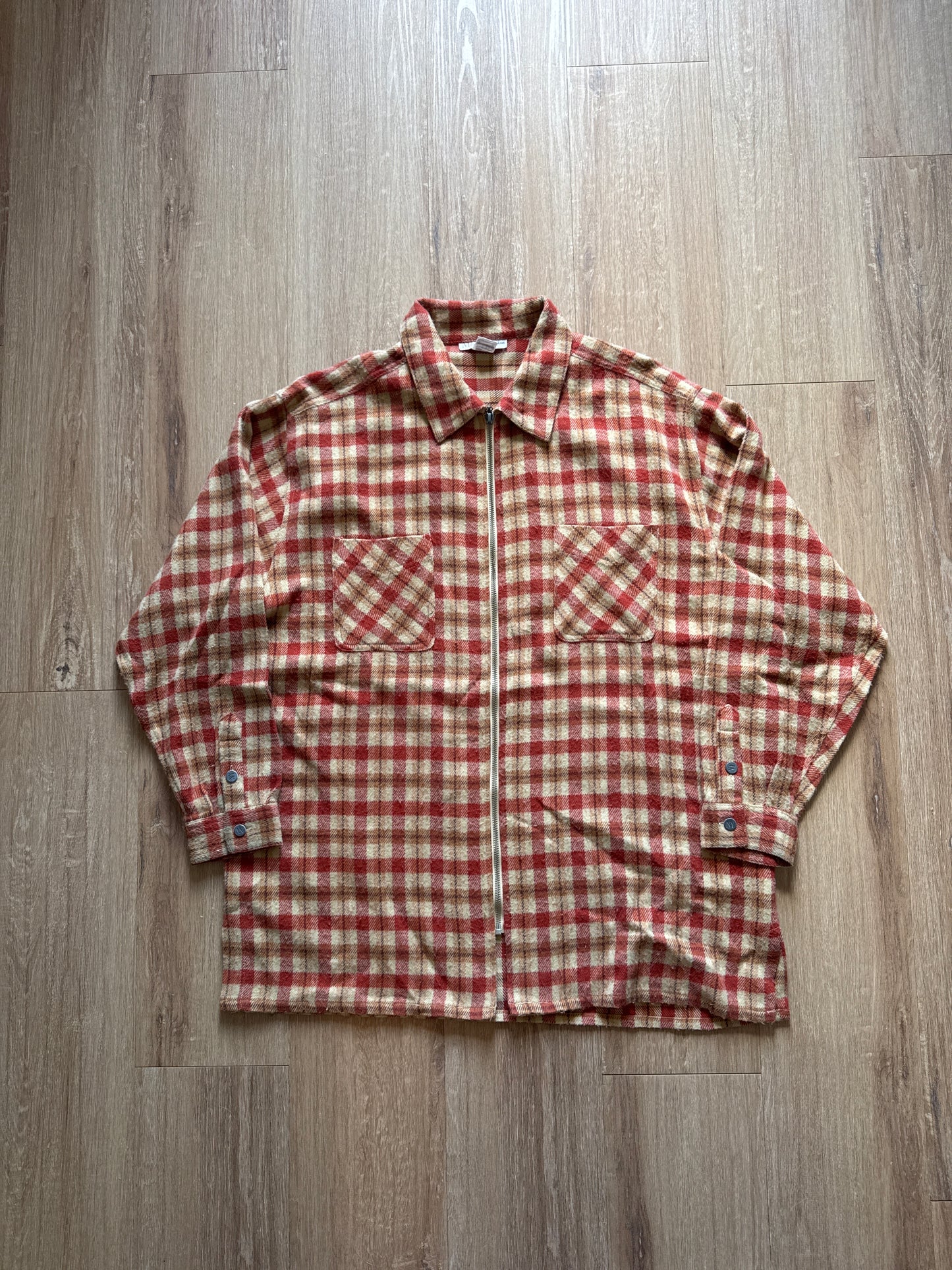 Vintage New York Jeans Acrylic Zip Up Flannel Shirt