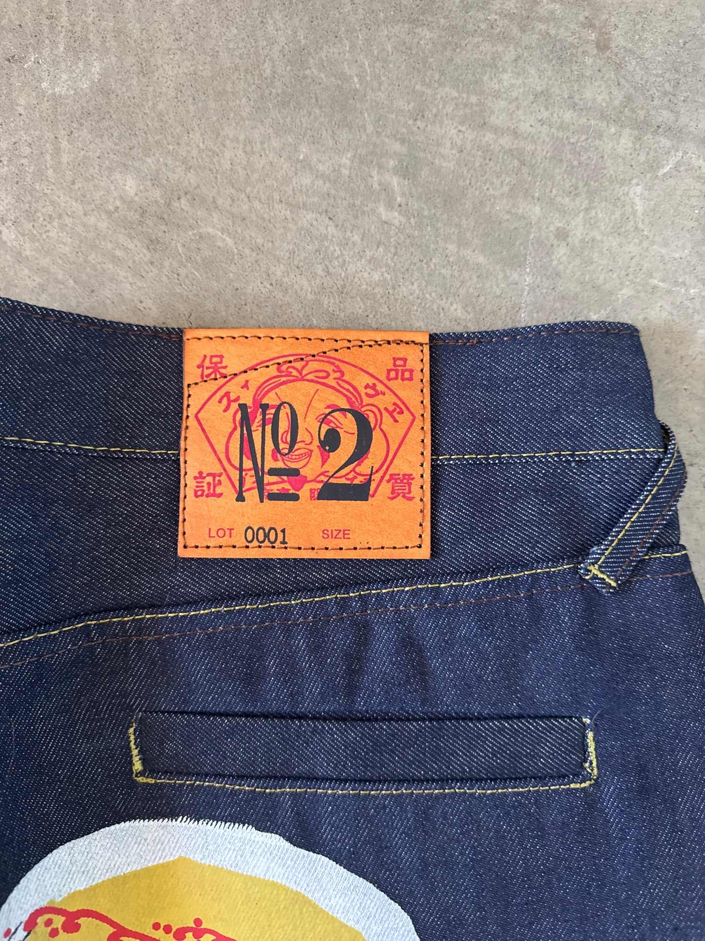 Evisu Embroidered Japanese Wave Art Salvage Denim Jeans