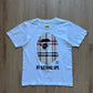 A Bathing Ape Bape Burberry Check By Bathing White Beige Tee