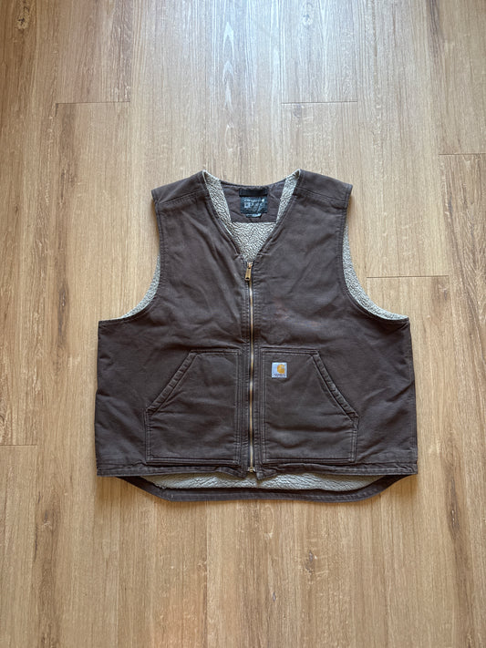 Carhartt Relaxed Fit Brown Sherpa Lined Vest