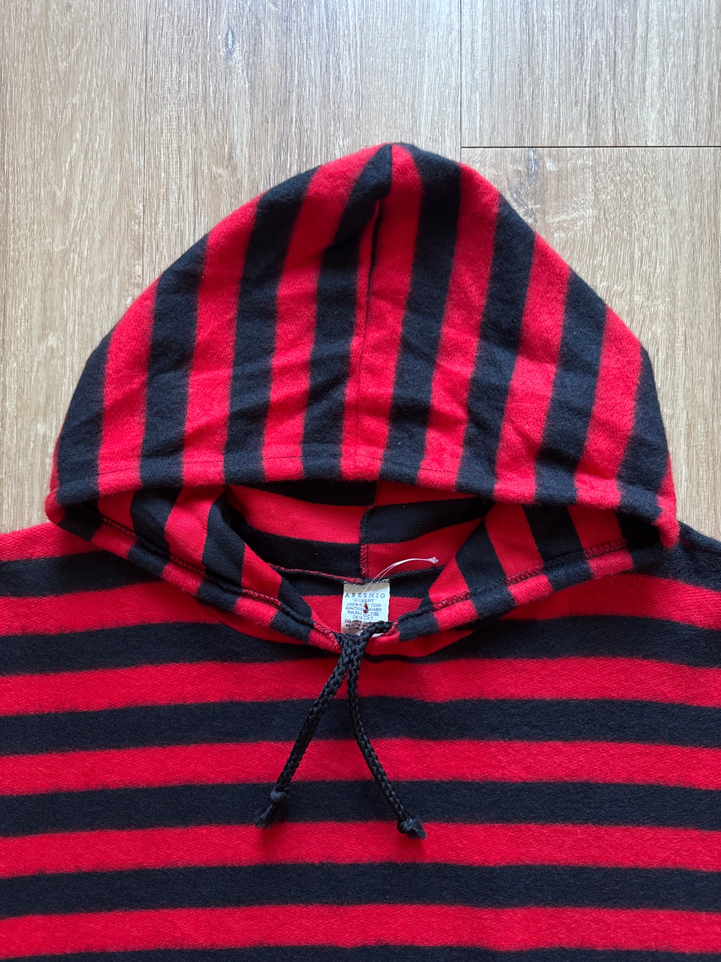 Vintage 90s Arsenio Red Black Stripe Fleece Fresh Prince Hoodie