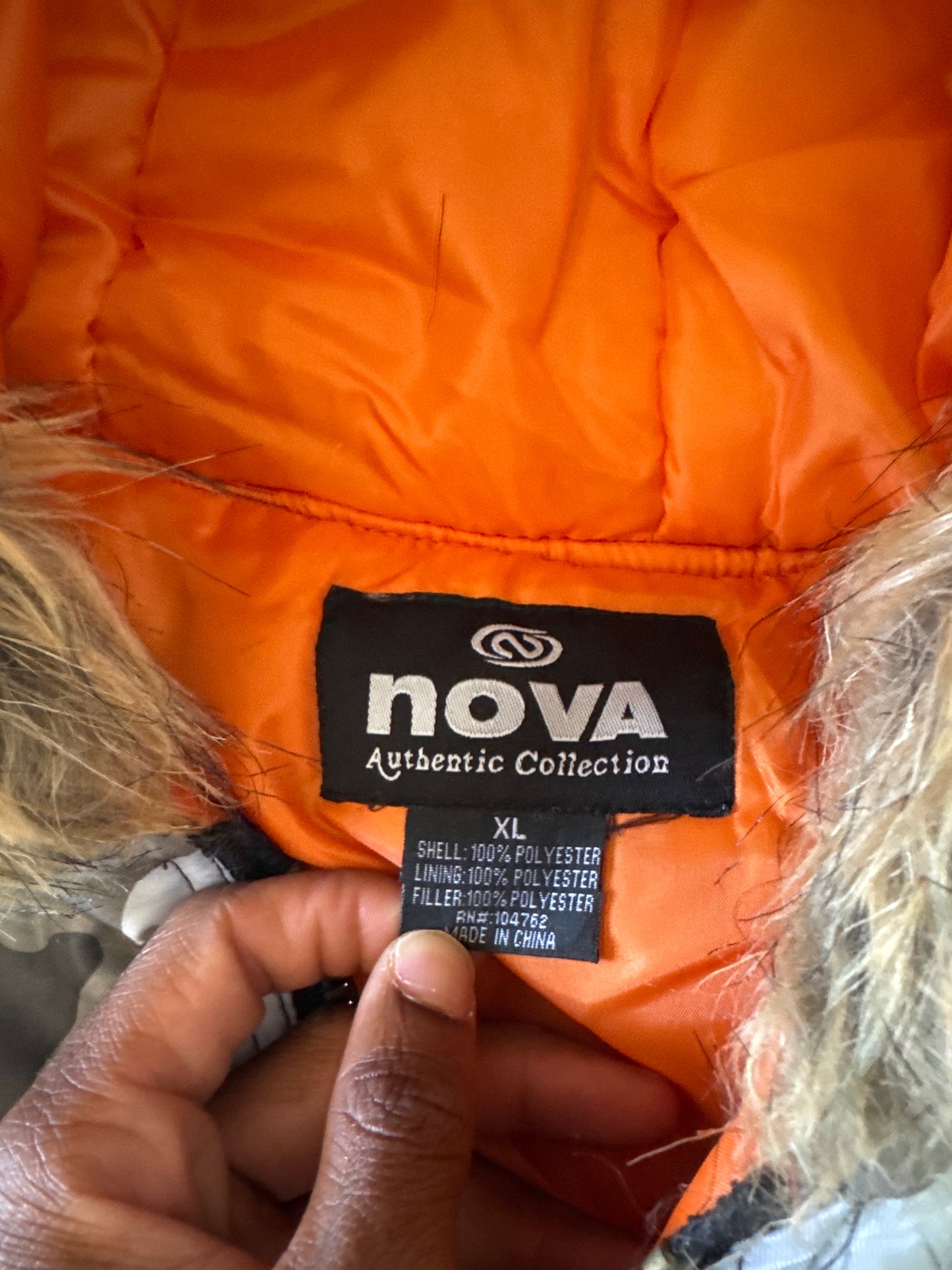 Vintage Nova Snow Camo Flight Bomber Fur Hooded Jacket
