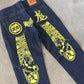 Evisu Embroidered Japanese Yellow Dog Art Salvage Denim Jeans