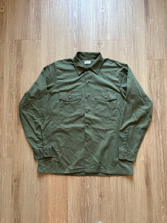 Vintage 60s 70s Vietnam War Era US Army OG-507 Utility Olive Green Button Up Shirt