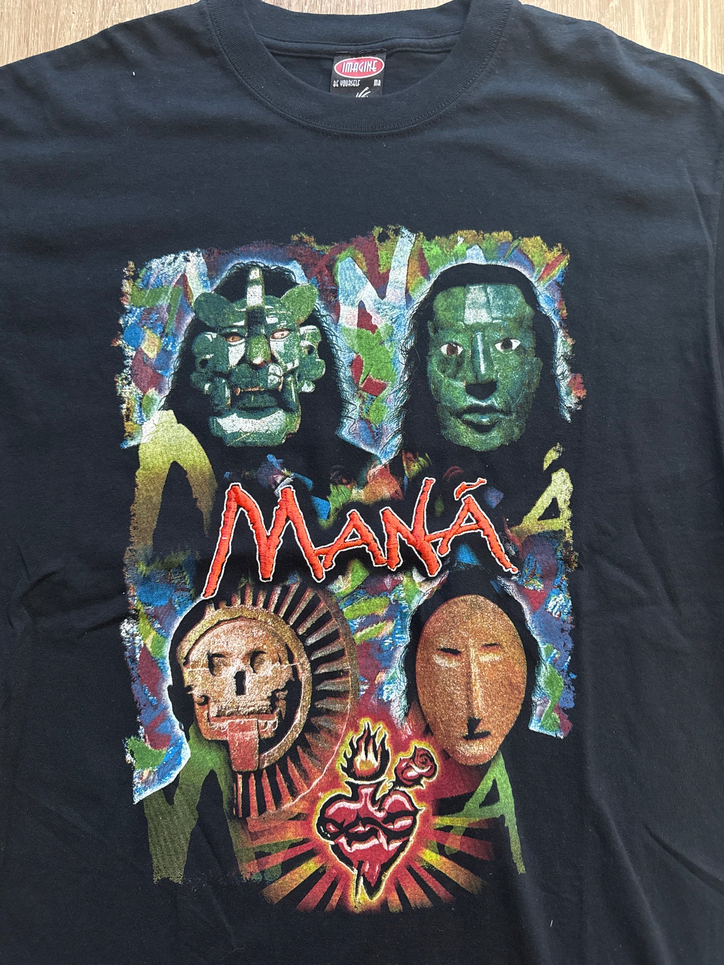 Vintage 90s Maná Latin Rock Band Graphic Black Tee