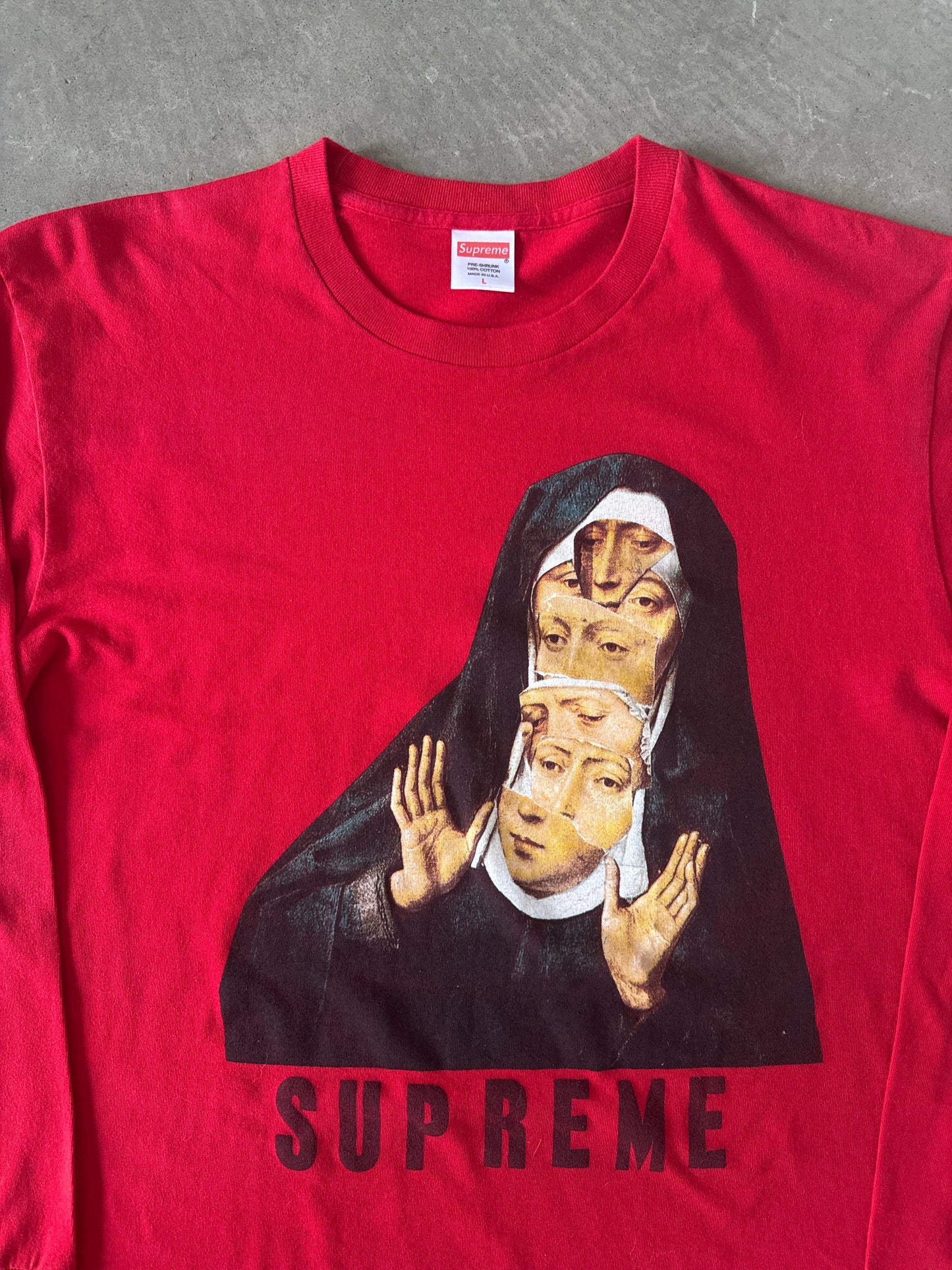 Supreme Nun Long Sleeve Red Tee