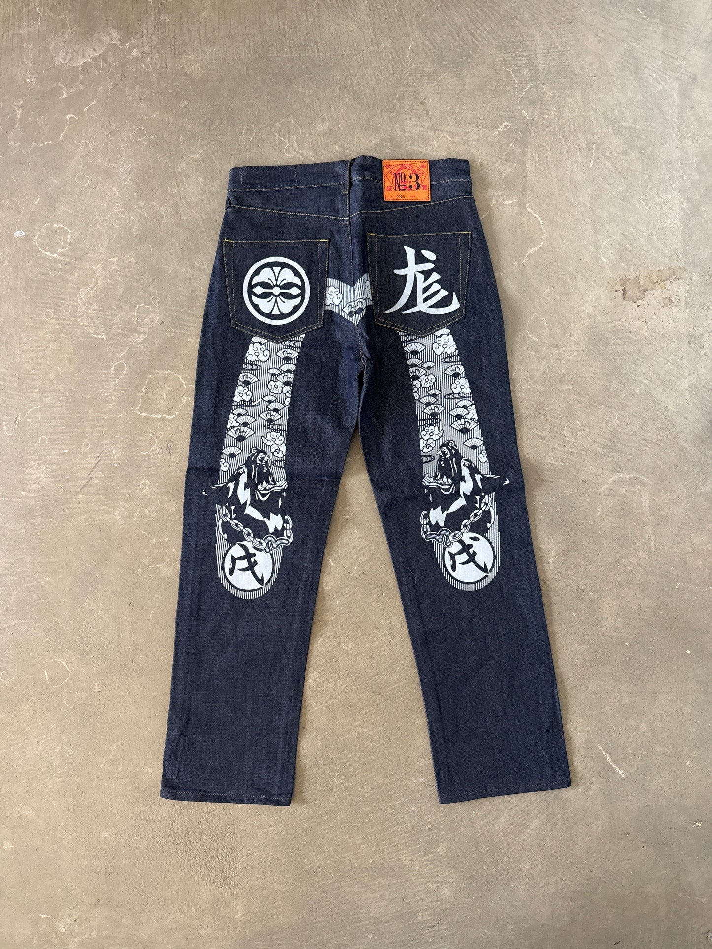Evisu Gray Dog Japanese Art Selvedge Denim Jeans