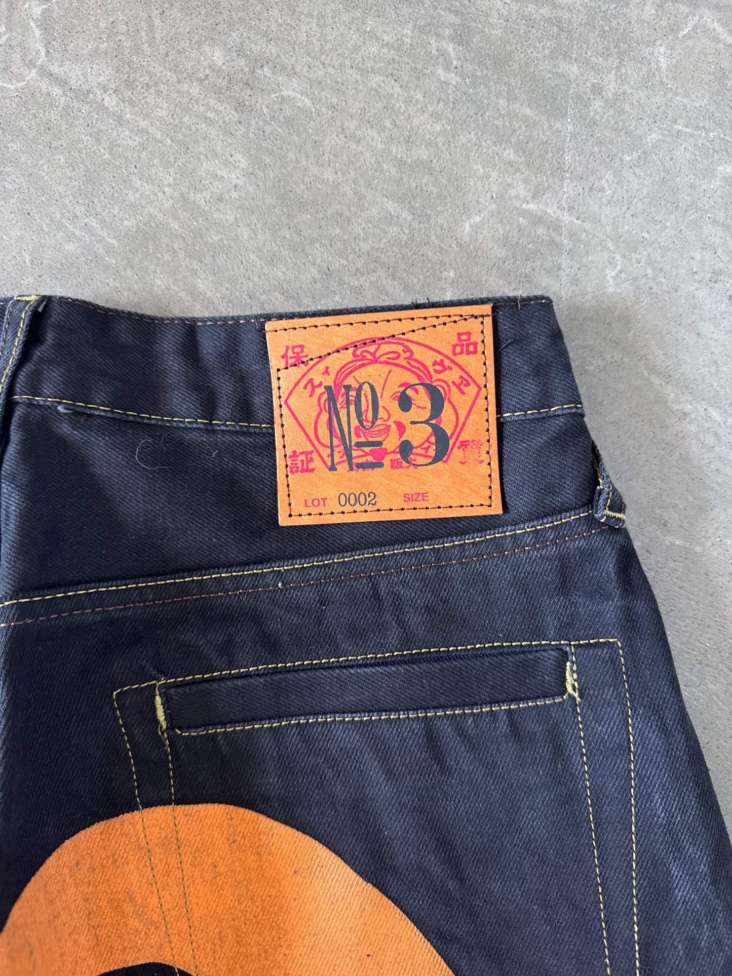 Evisu Embroidered Orange Bull Selvedge Japanese Denim Jeans