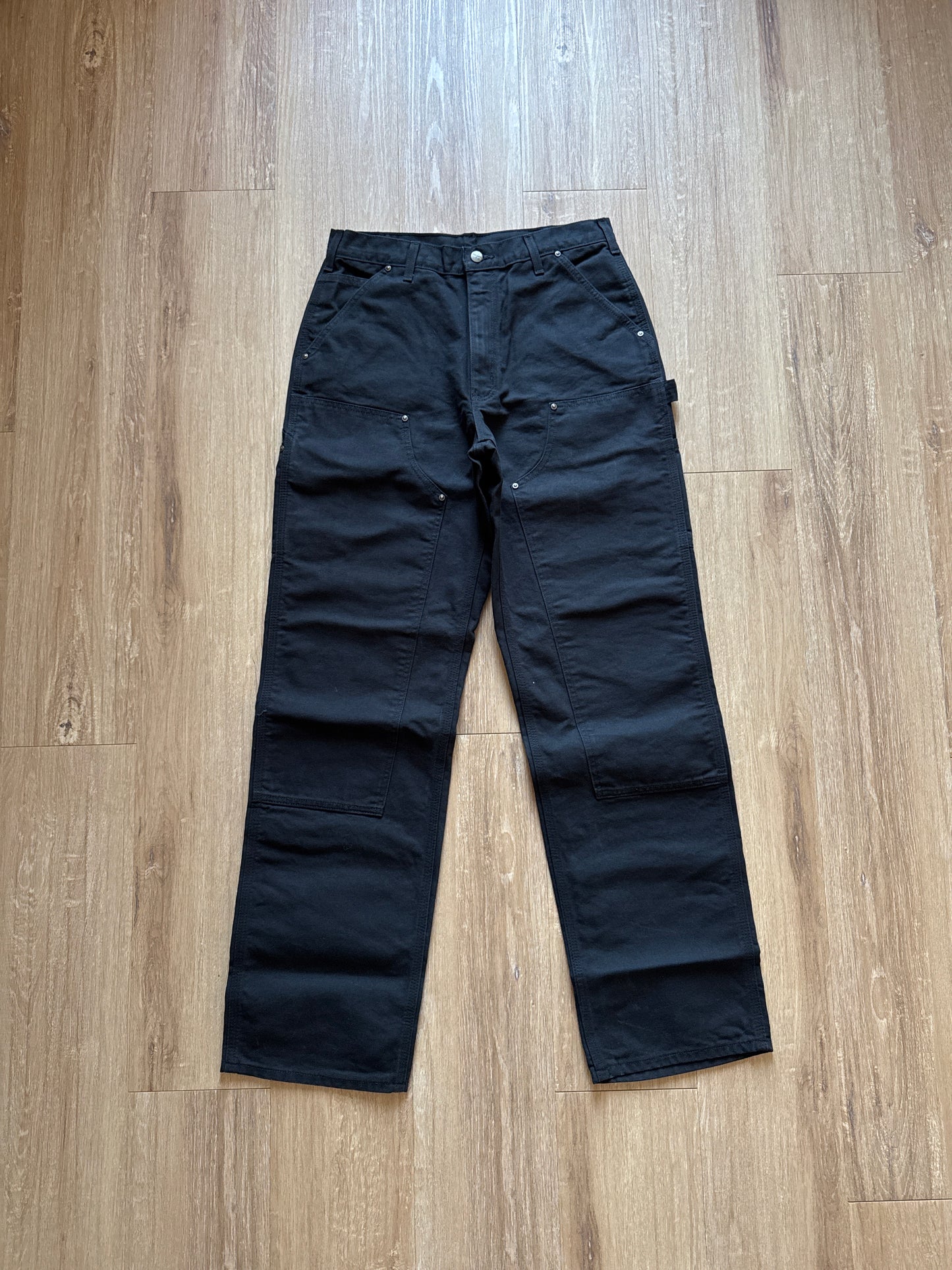 Carhartt Black Loose Fit Washed Dunk Double Front Utility Work Double Knee Pants