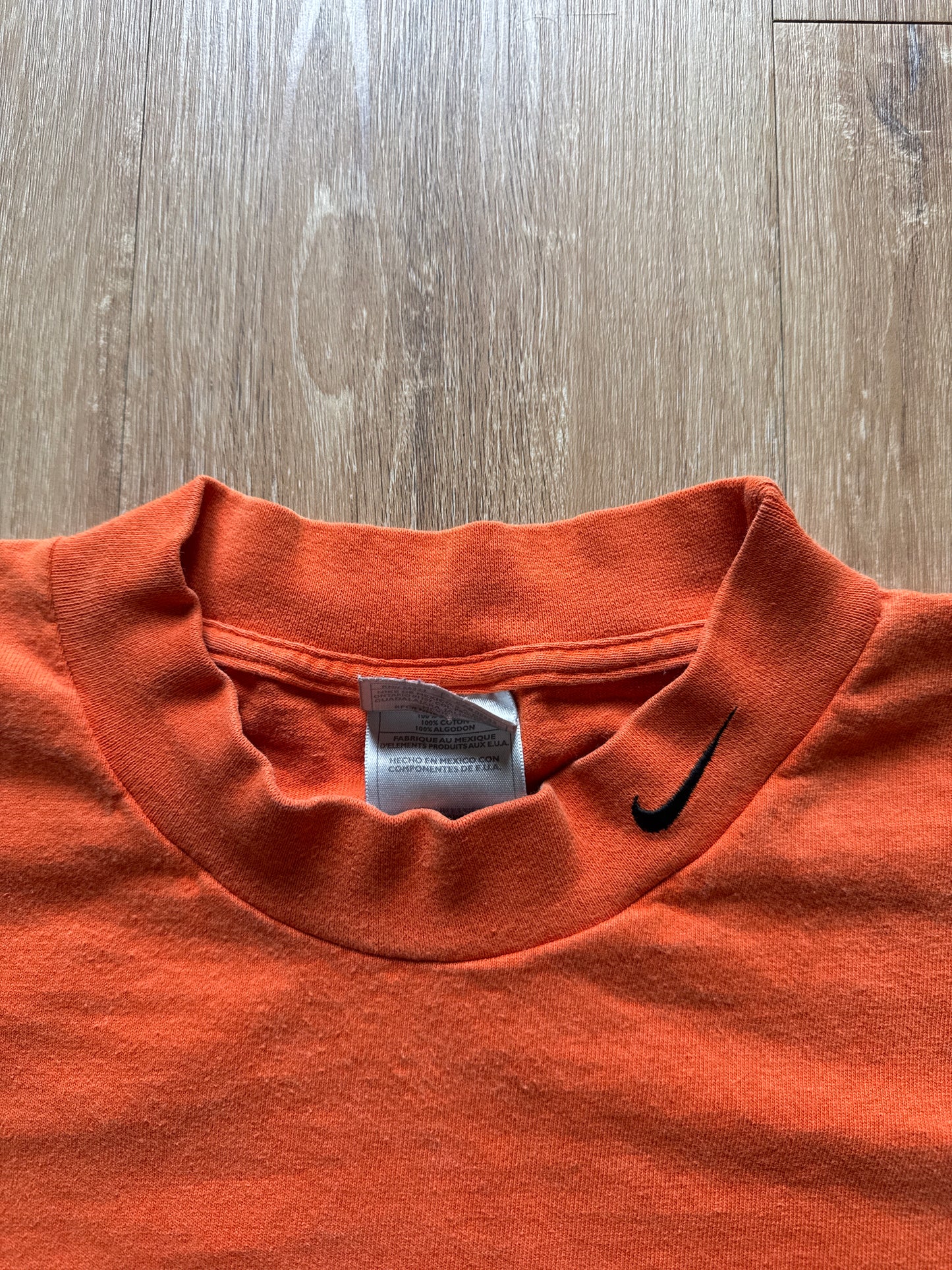 Vintage Nike Orange Neck Logo Long Sleeve