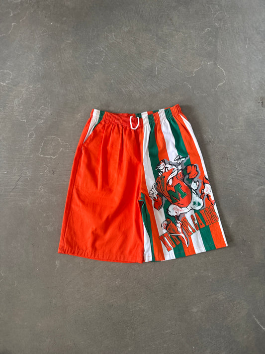 Vintage 90s University Of Miami Hurricanes Striped Shorts
