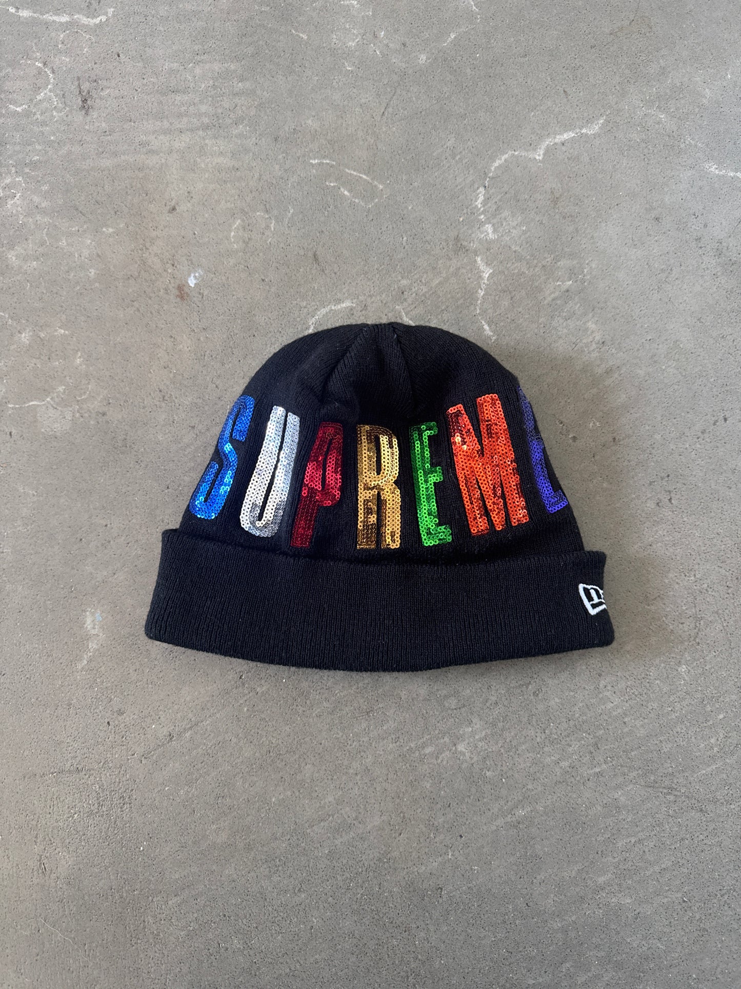Supreme New Era Sequin Black Beanie