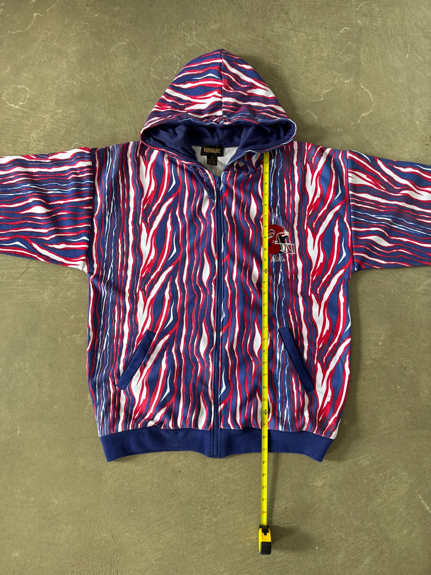 Vintage 90s Buffalo Bills Zebra Striped Hooded Zip Up