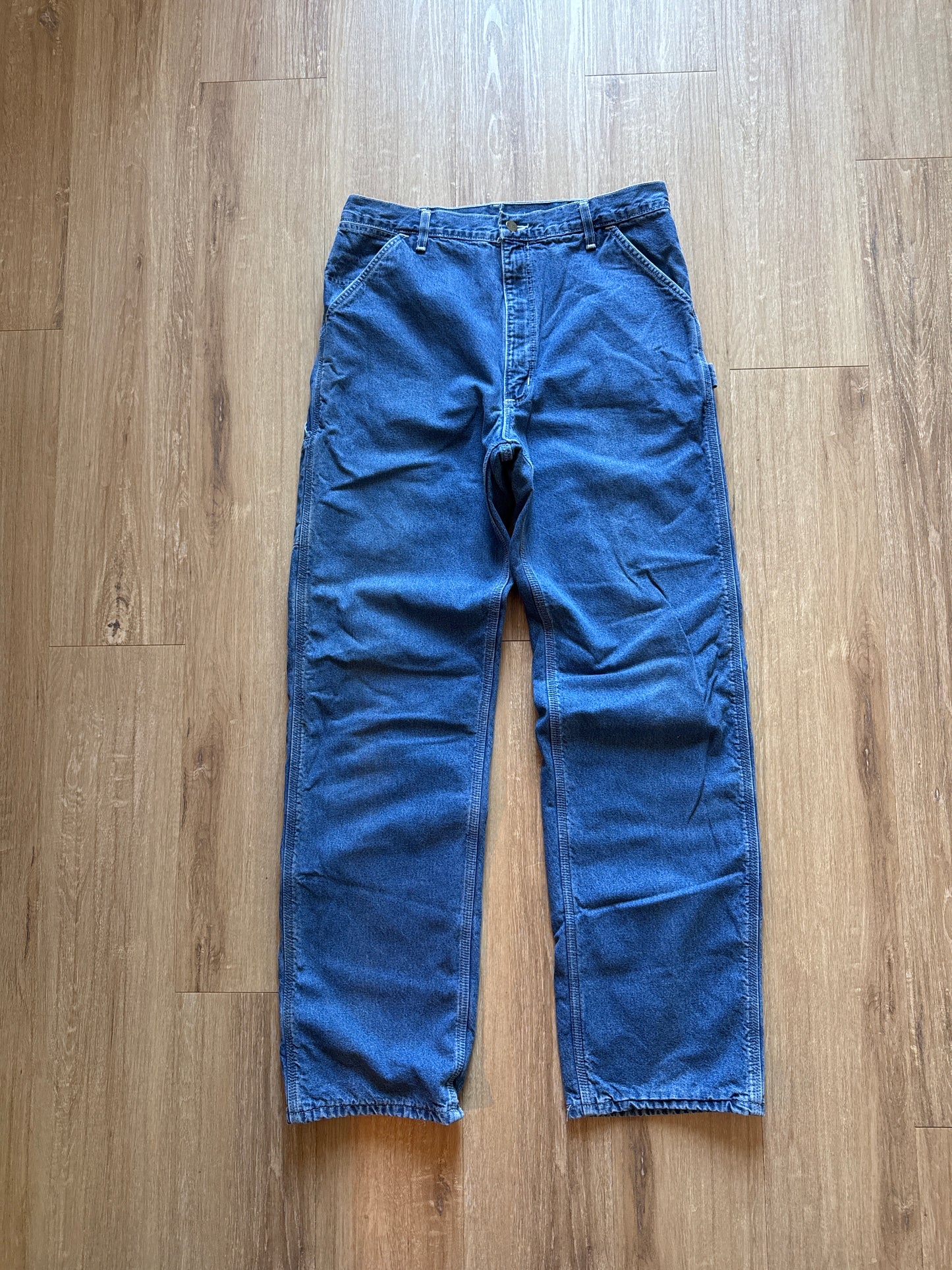 Vintage Carhartt Flannel Lined Blue Denim Pants