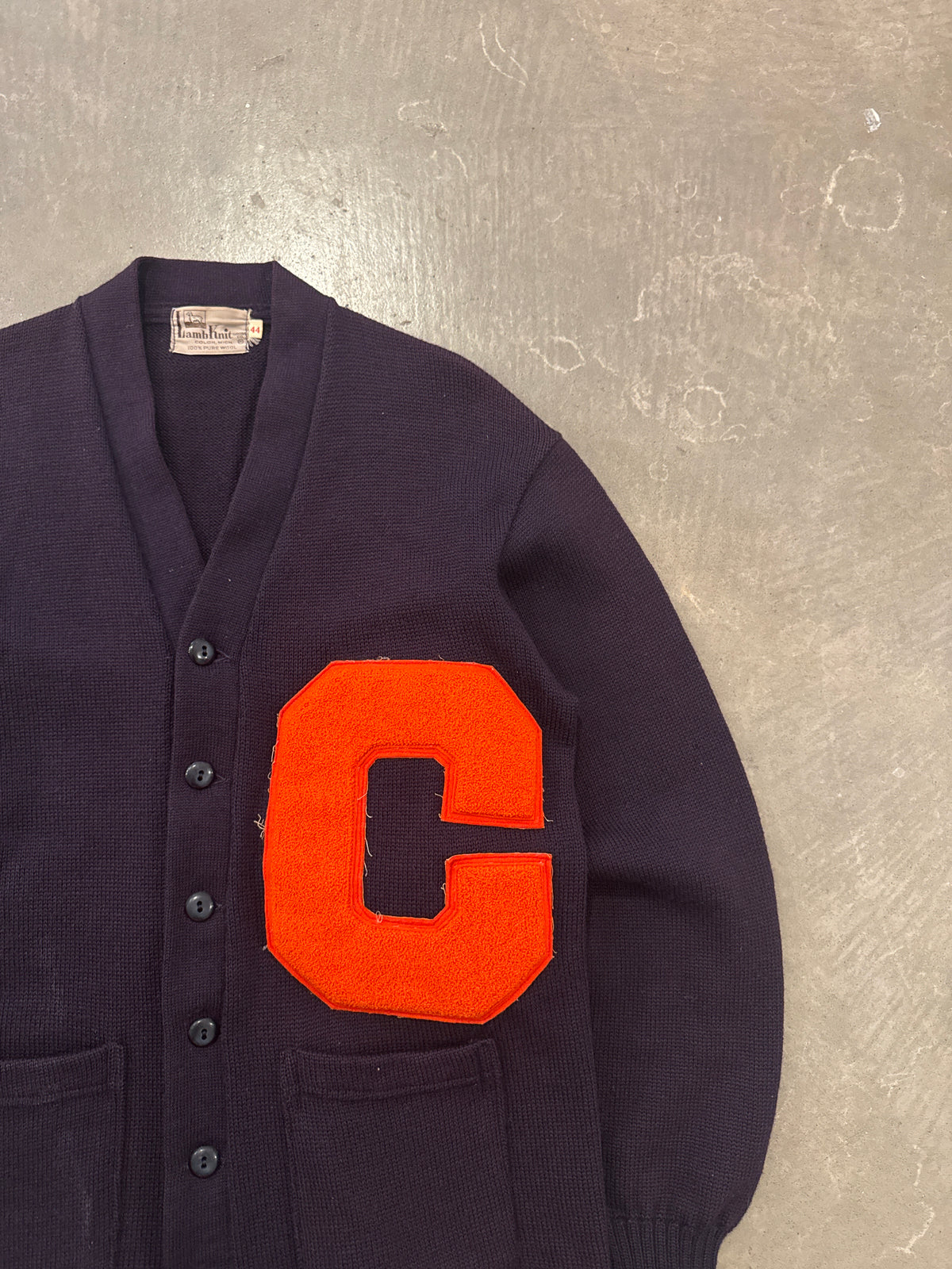 Vintage 60s Clemson University Tigers Lamb Knit Wool Varsity Letterman Cardigan