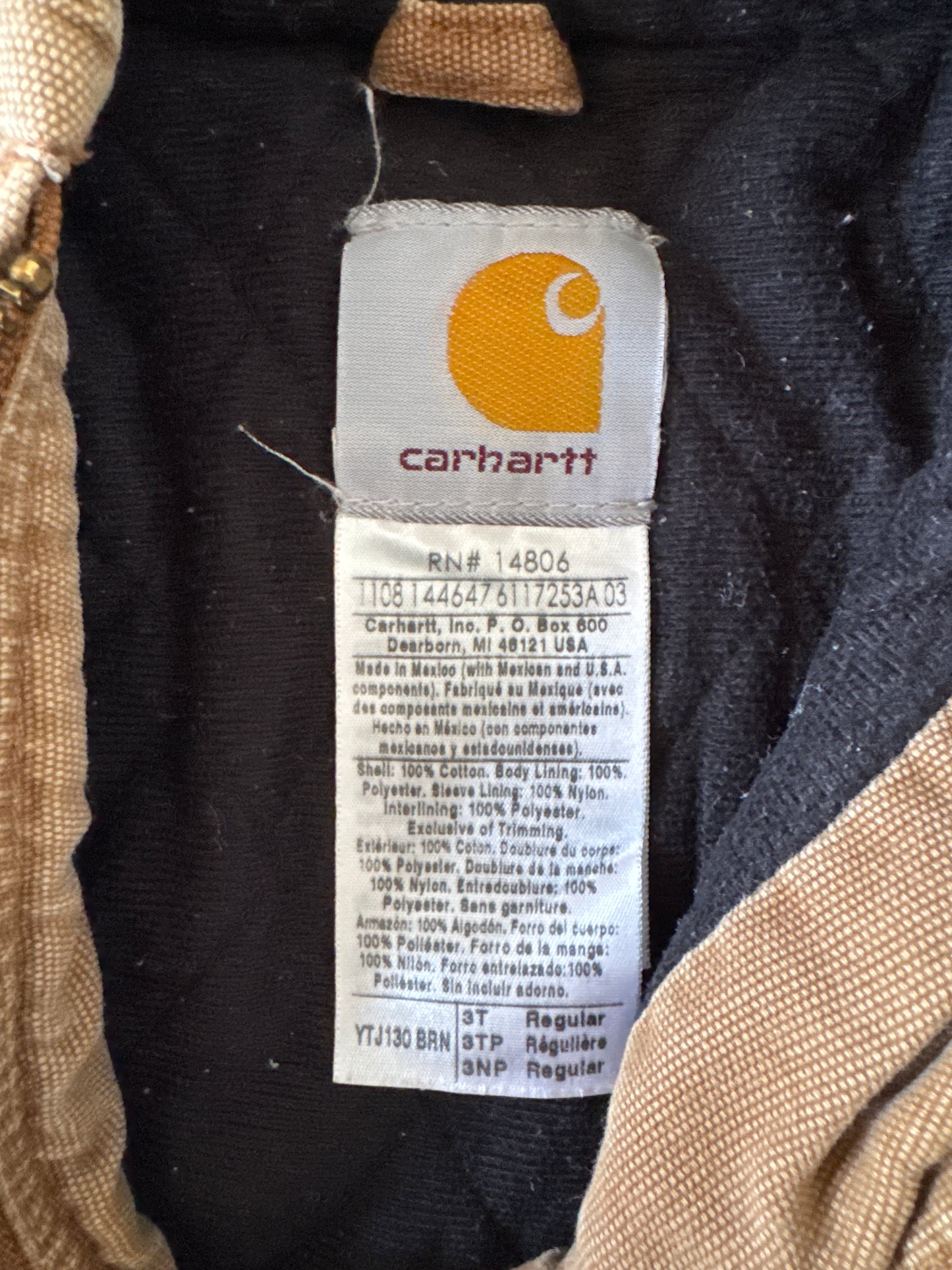 Vintage Carhartt Toddler Active Hooded Zip Up Work Jacket