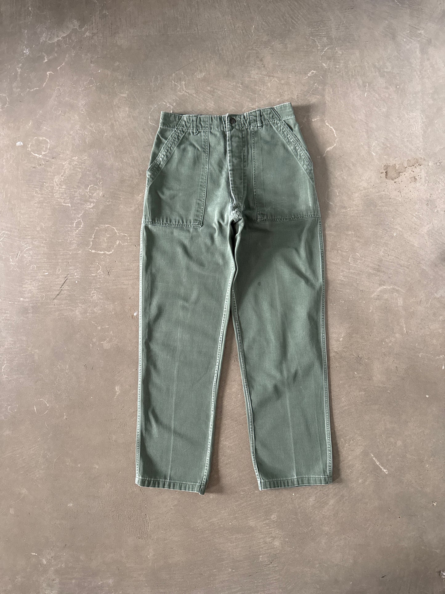 Vintage 70s Vietnam Era OG-107 Military Utility US Army Fatigue Olive Green Trousers