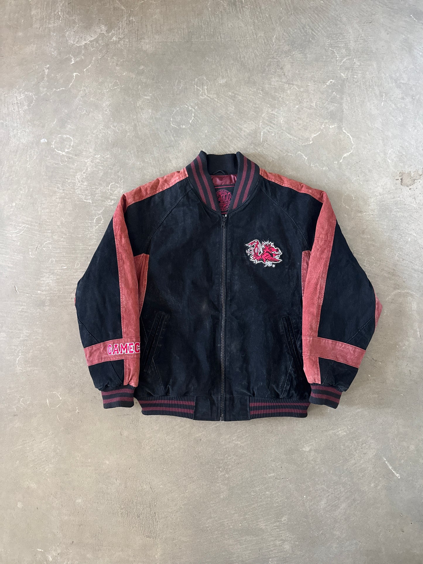Vintage 90s University Of South Carolina Gamecocks Suede Leather Varsity Jacket