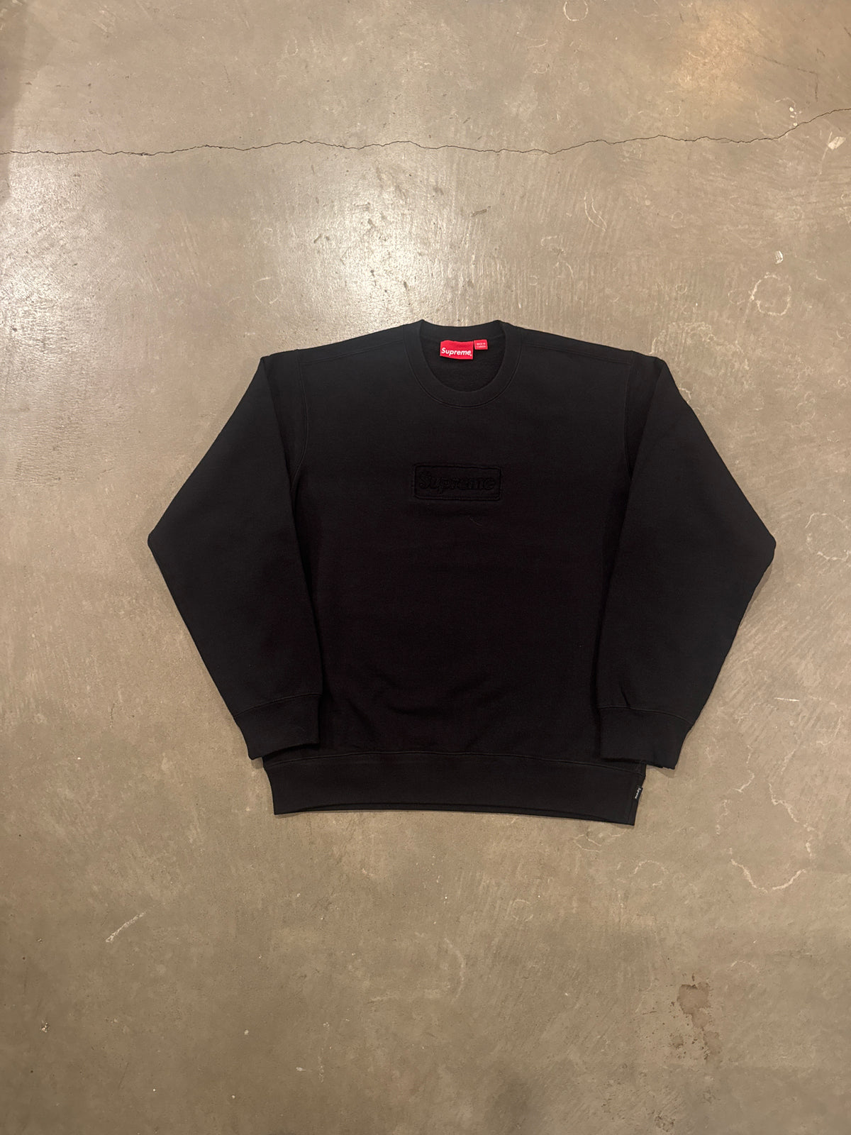 Supreme Cutout Logo Black Crewneck (SS20)