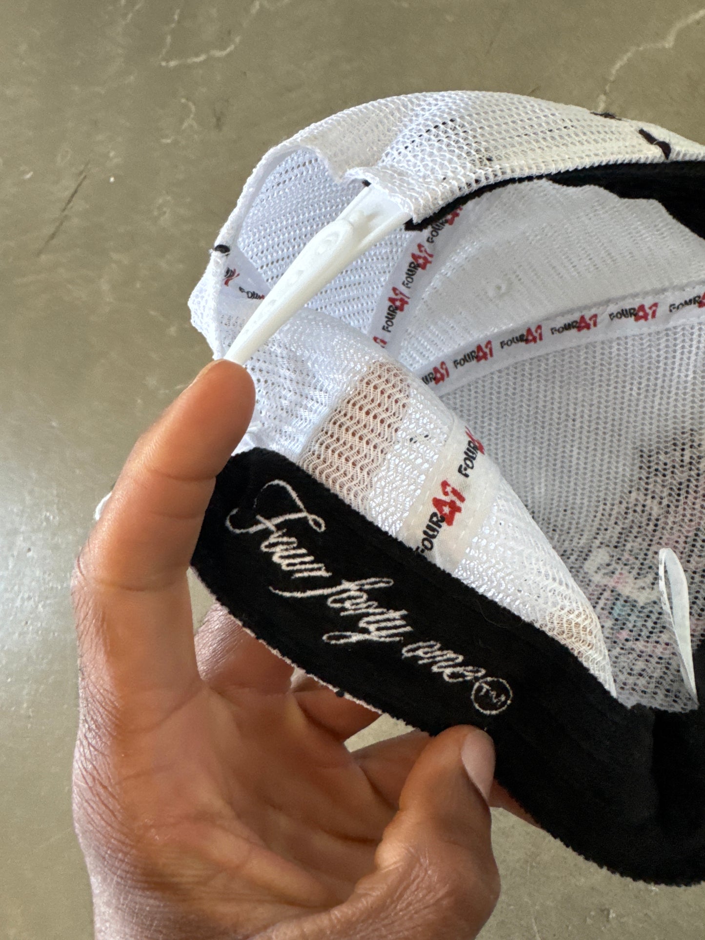 Y2K Four 41 Rhinestone Embroidered Trucker Hat