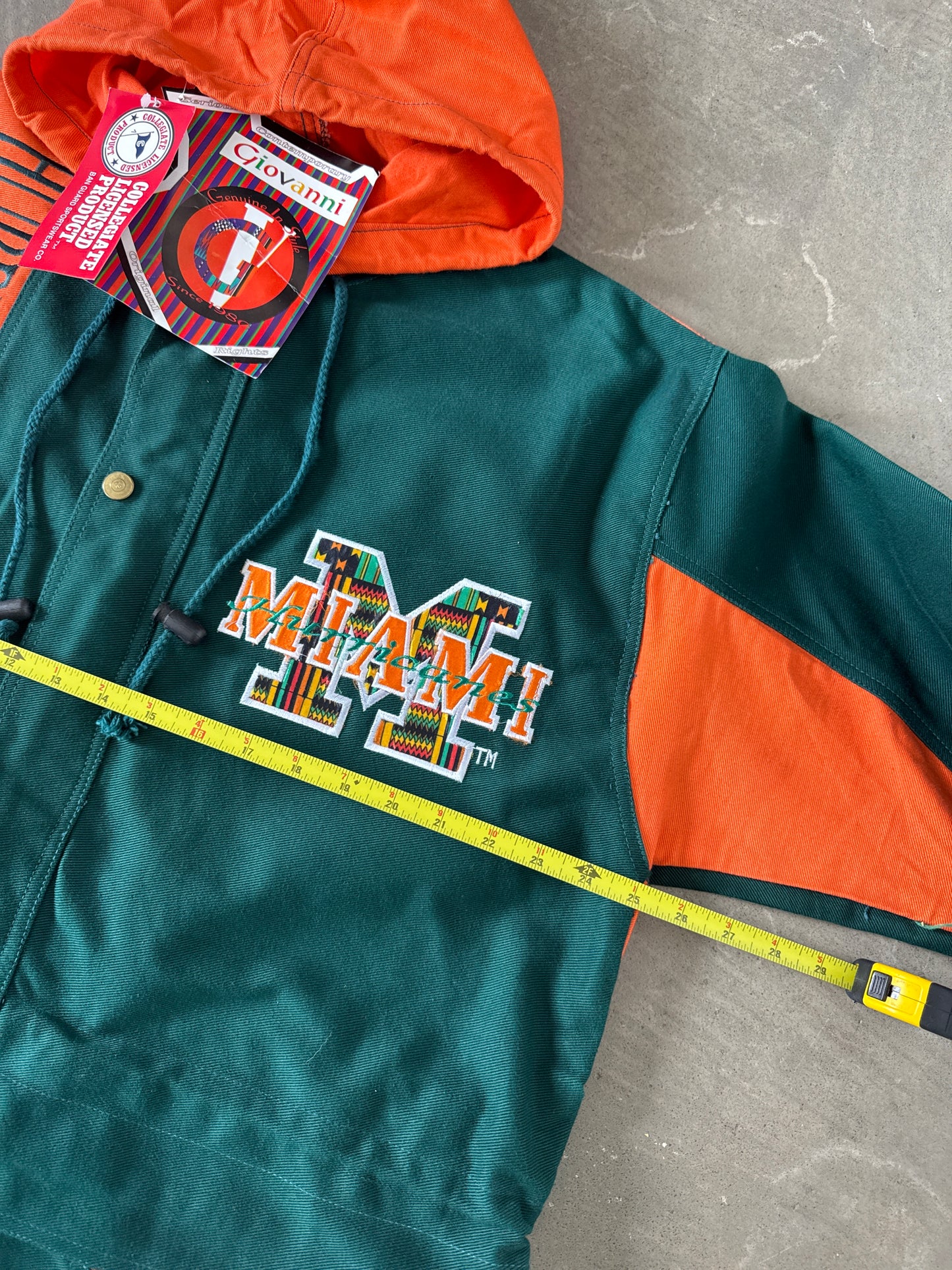 Vintage 90s University Of Miami Hurricanes Long Parka Stadium Coat Jacket