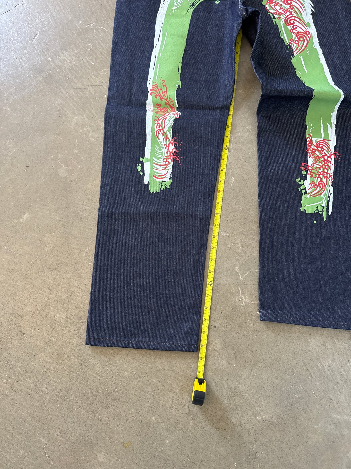Evisu Japanese Green Wave Art Selvedge Denim Jeans