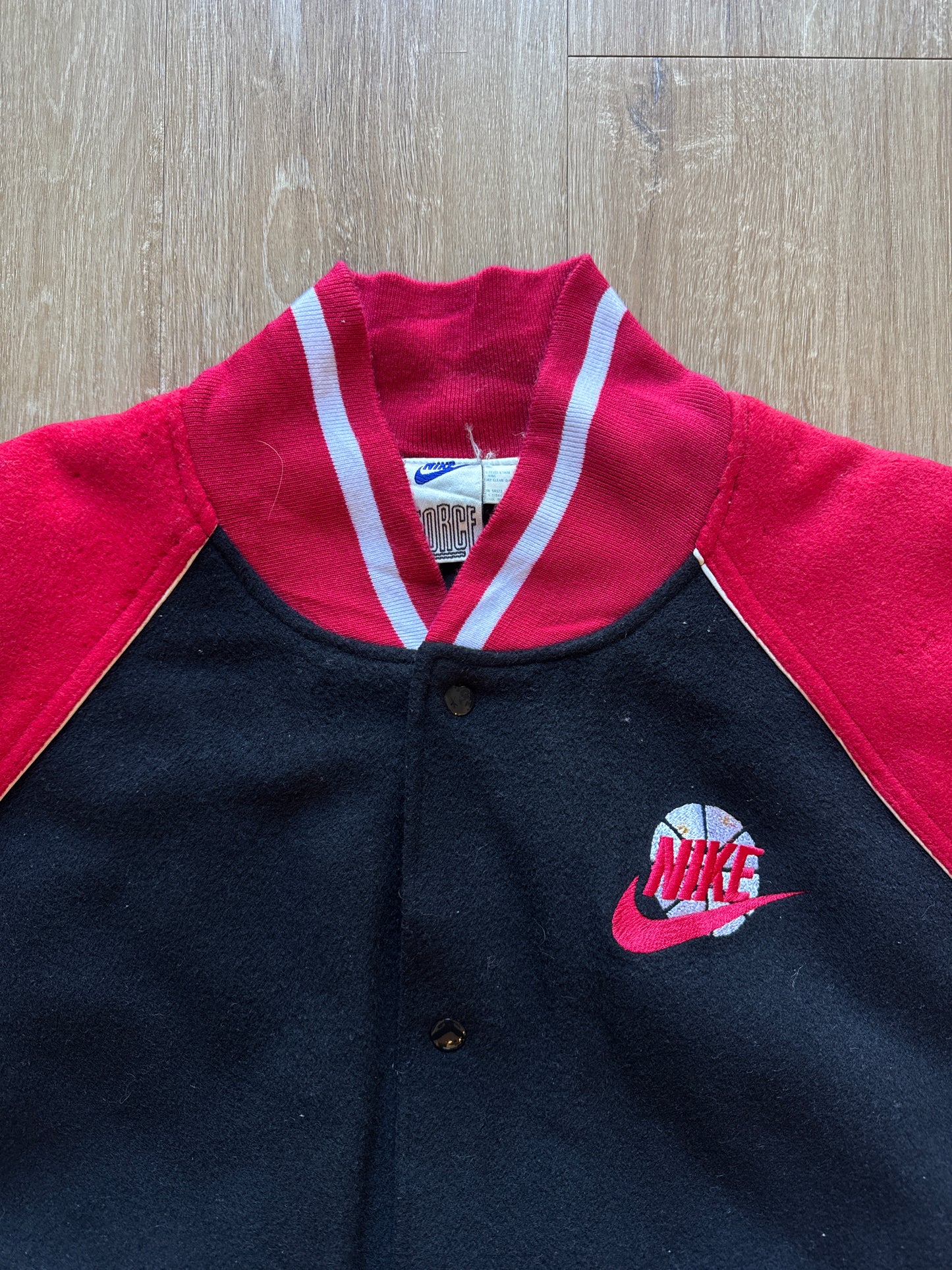 Vintage 90s Nike Force Basketball Snap Button Letterman Varsity
