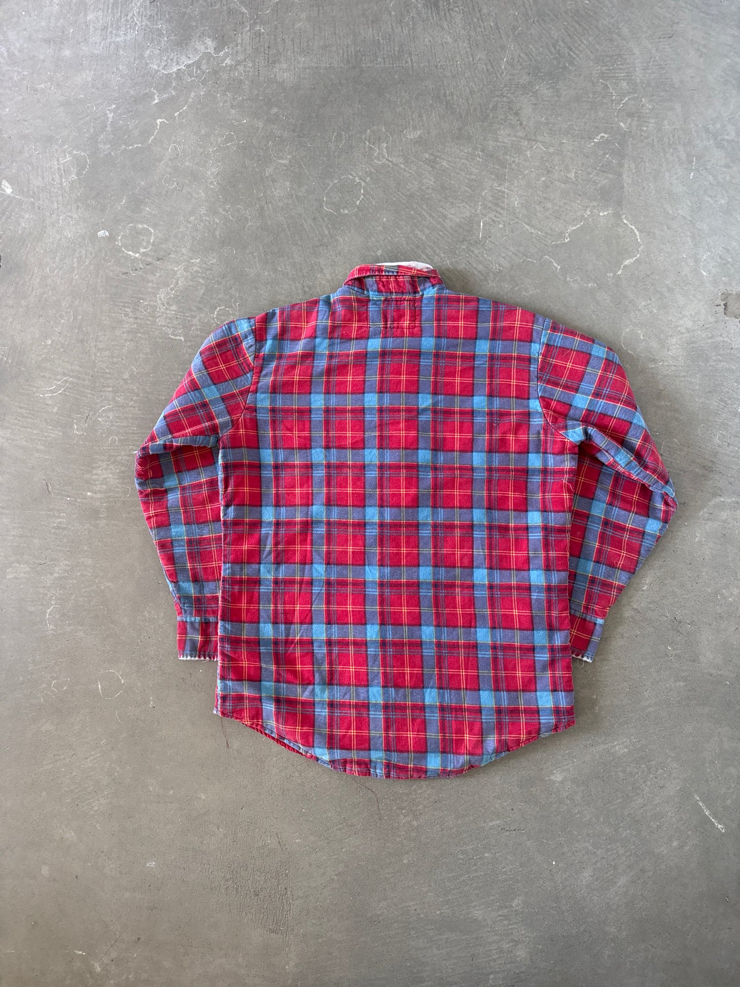 Vintage 90s Tradition Distressed Plaid Quilted Lined Flannel