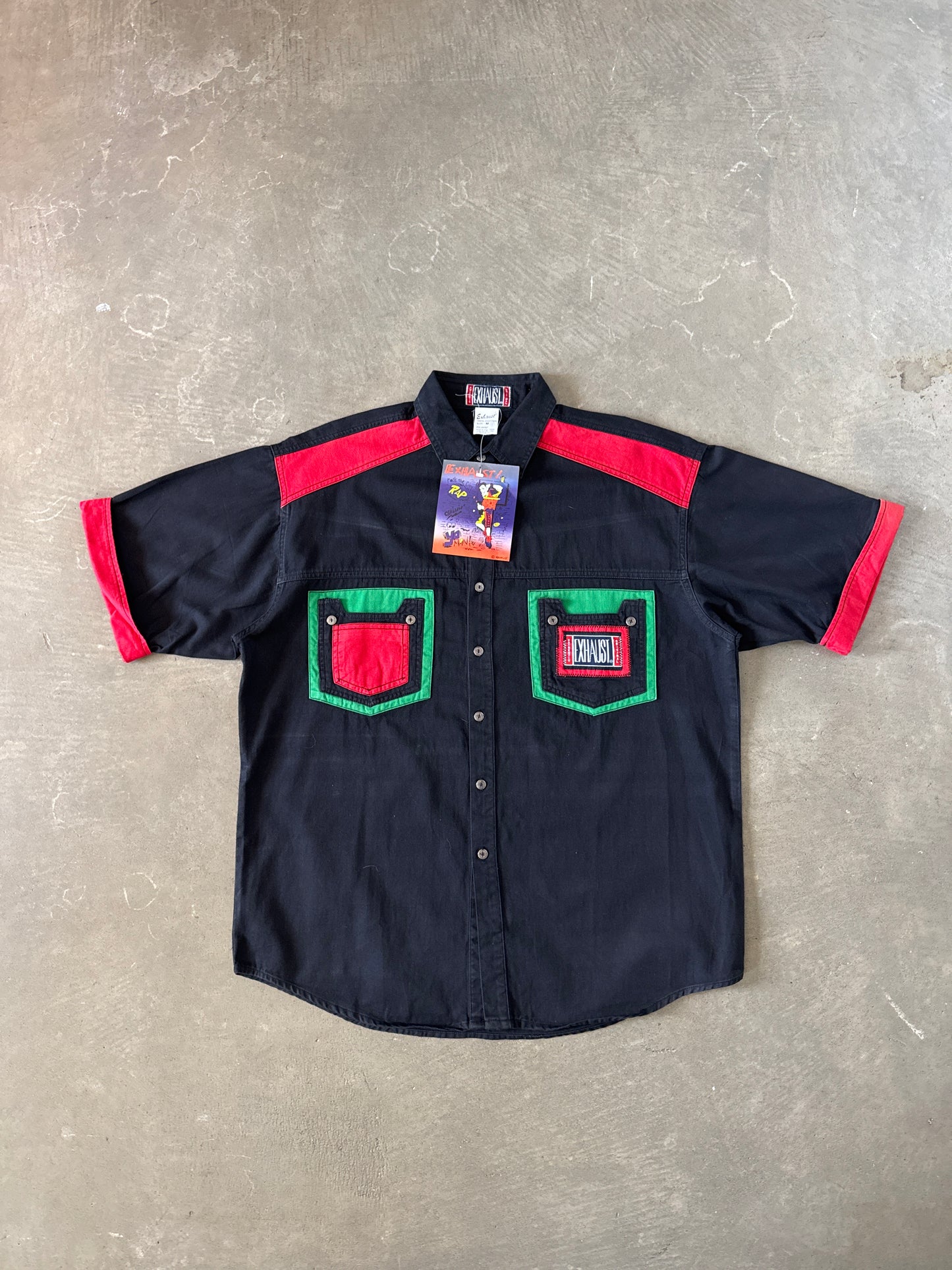 Vintage 90s Exhaust Malcolm X Embroidered Button Up Shirt