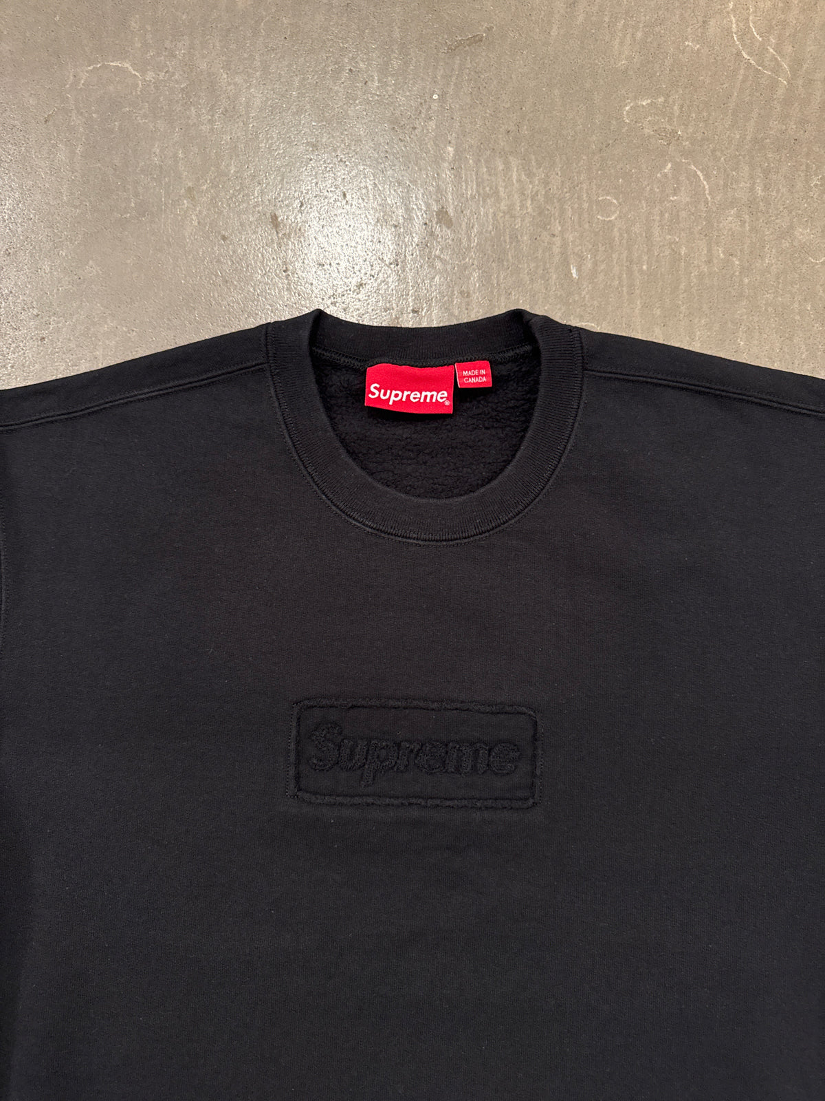 Supreme Cutout Logo Black Crewneck (SS20)
